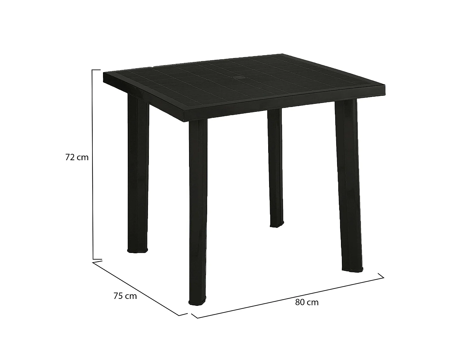 Table d'extérieur Tessner, 4 places Made in Italy, 80x75x72h cm Noir Anthracite, Finition Lisse, Table Fixe