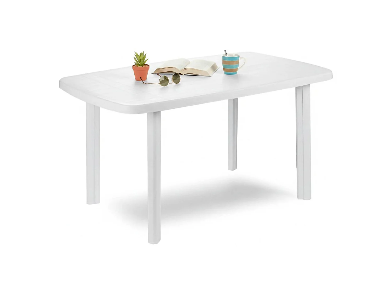 Table d'Extérieur Greggs, 6 Places Made in Italy, 137x85x72h cm Blanc, Table Fixe, Finition Lisse