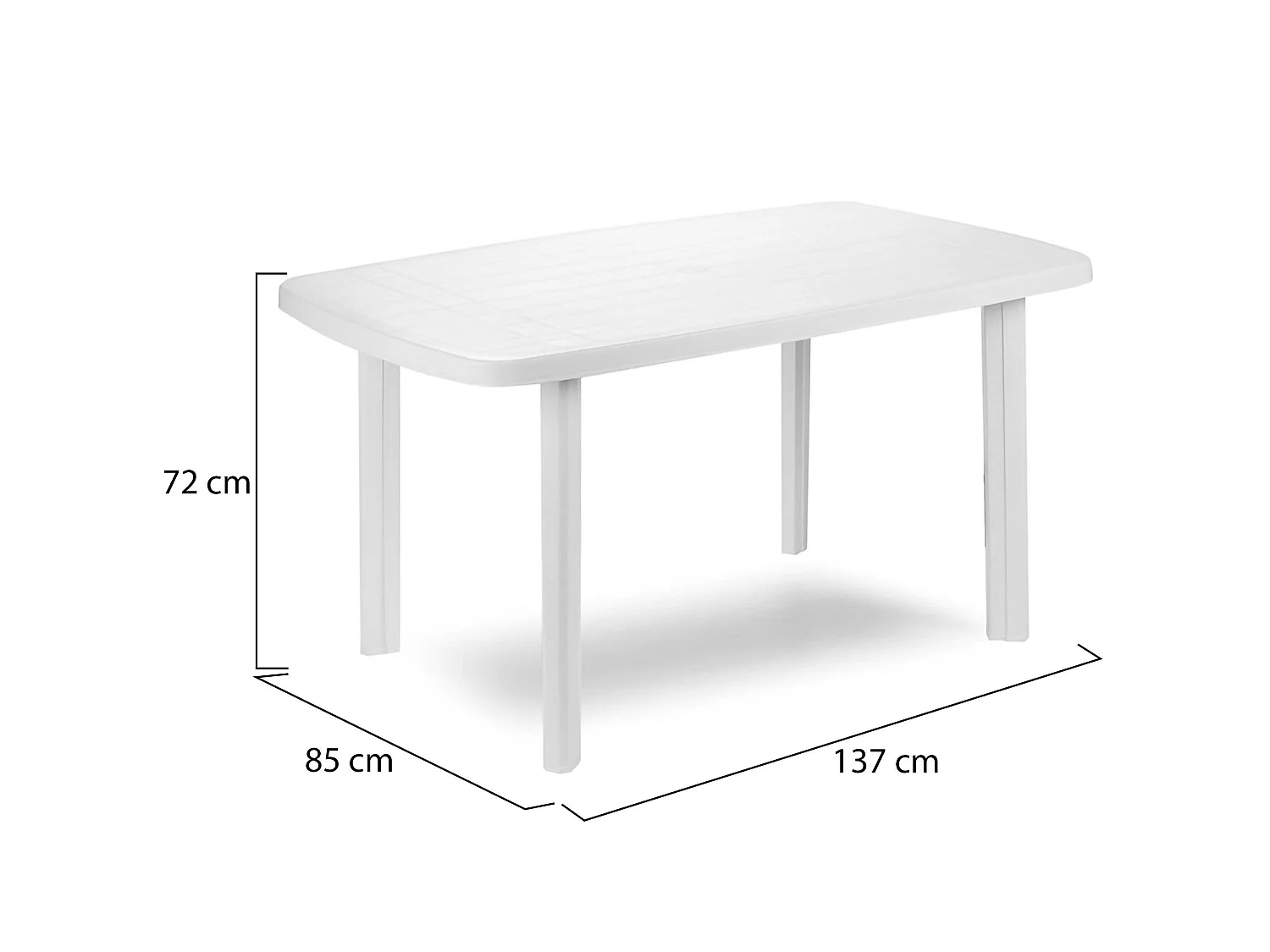 Table d'Extérieur Greggs, 6 Places Made in Italy, 137x85x72h cm Blanc, Table Fixe, Finition Lisse