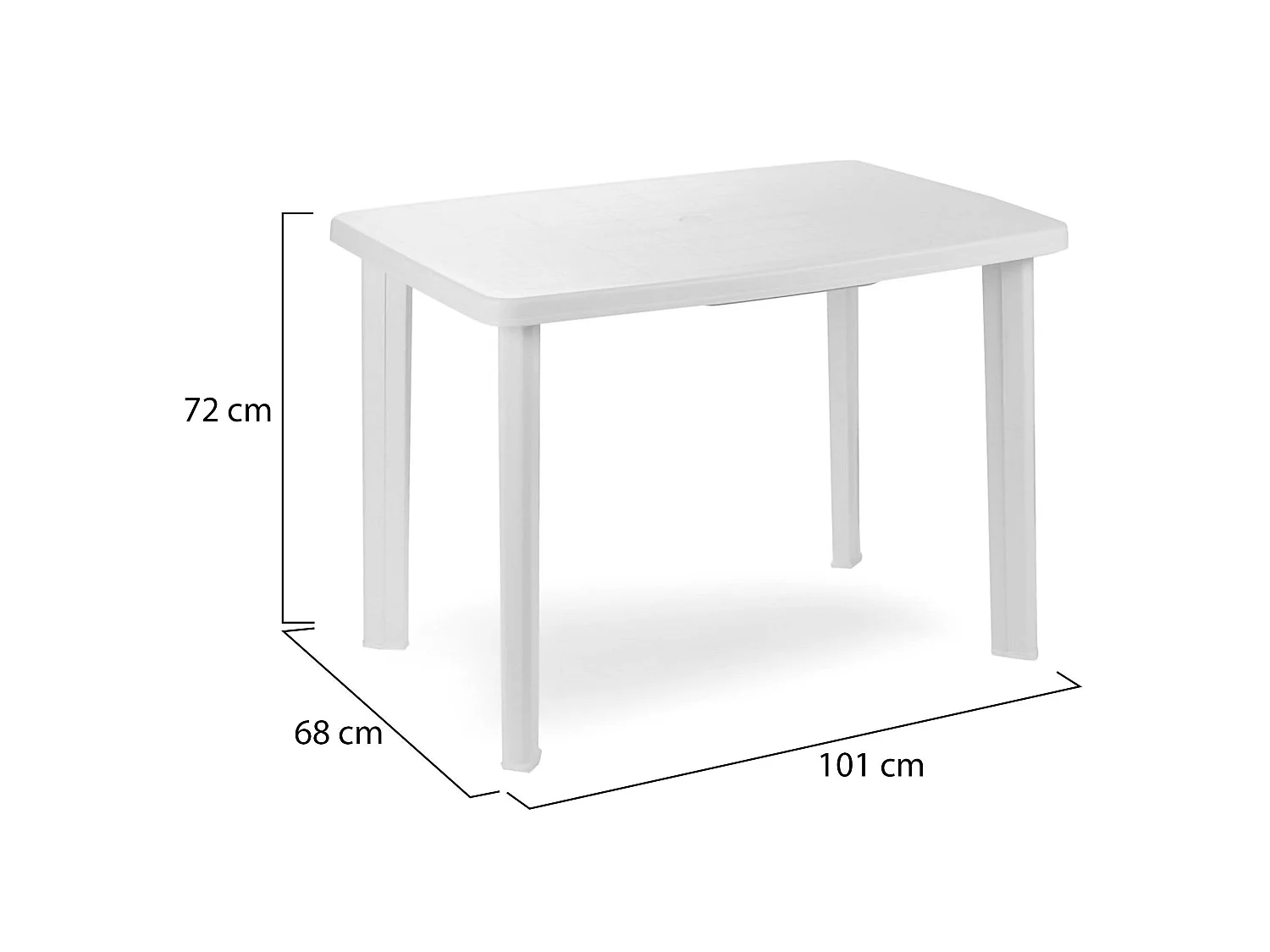 Table d'extérieur Pinedale, 6 places Made in Italy, 101x68x72h cm blanc, finition lisse, 6 places ouvertes