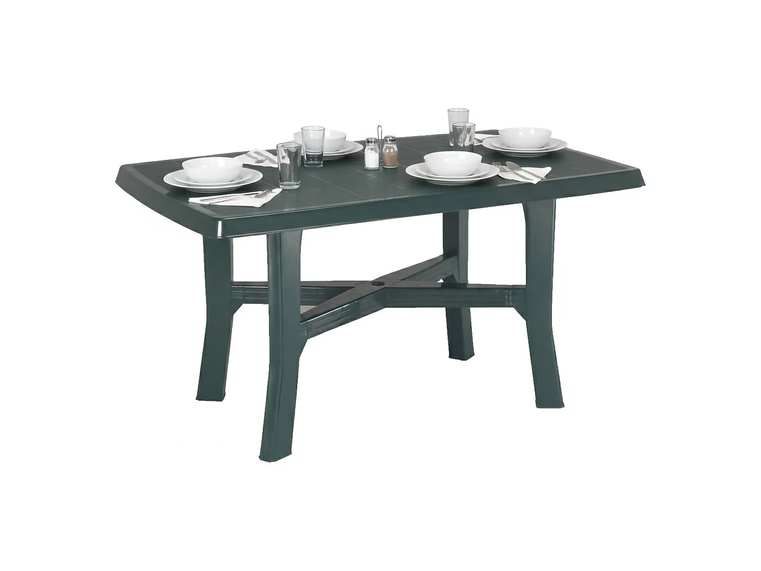 Table Extérieur Raspberry, 6 Places Made in Italy, 138x88x72h cm Vert, Table Fixe, Finition à Carreaux