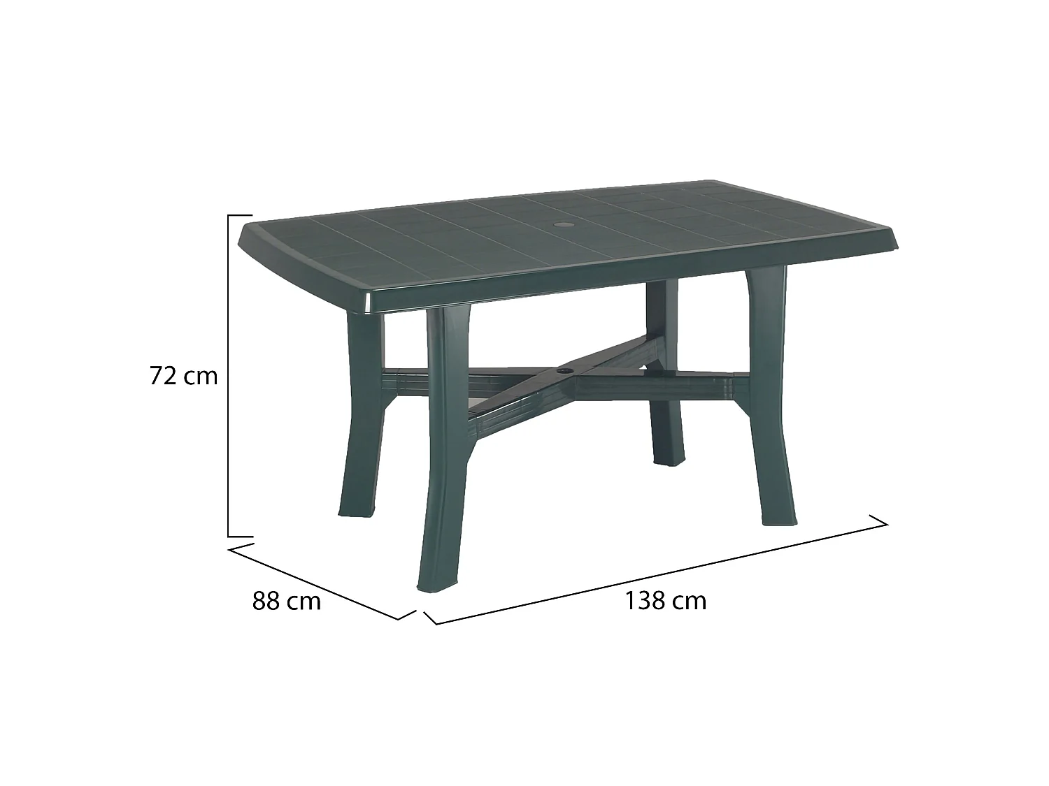 Table Extérieur Raspberry, 6 Places Made in Italy, 138x88x72h cm Vert, Table Fixe, Finition à Carreaux