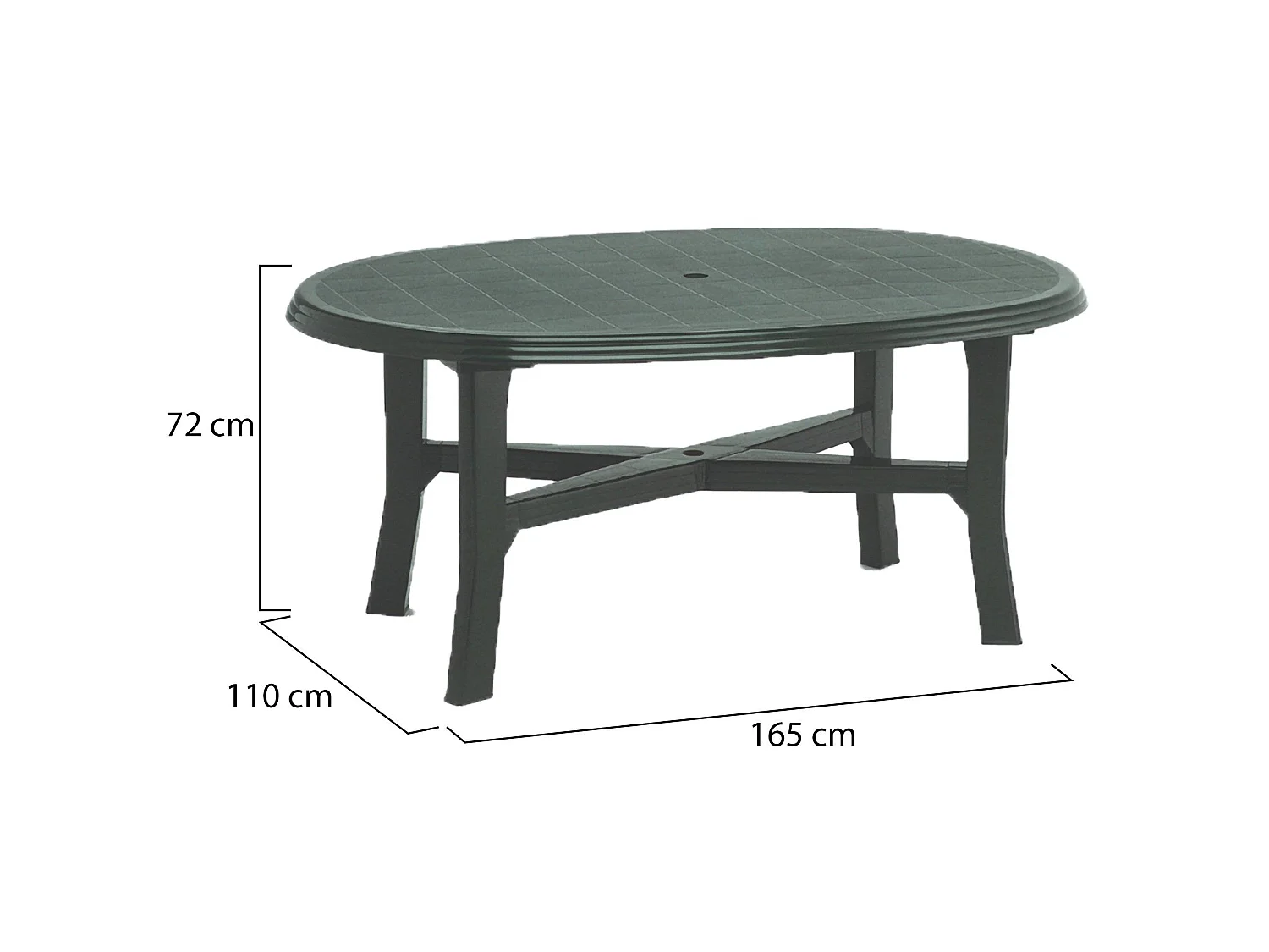 Table d'extérieur Simmsville, 6 places Made in Italy, 165x110x72h cm Vert, Table fixe, Finition lisse