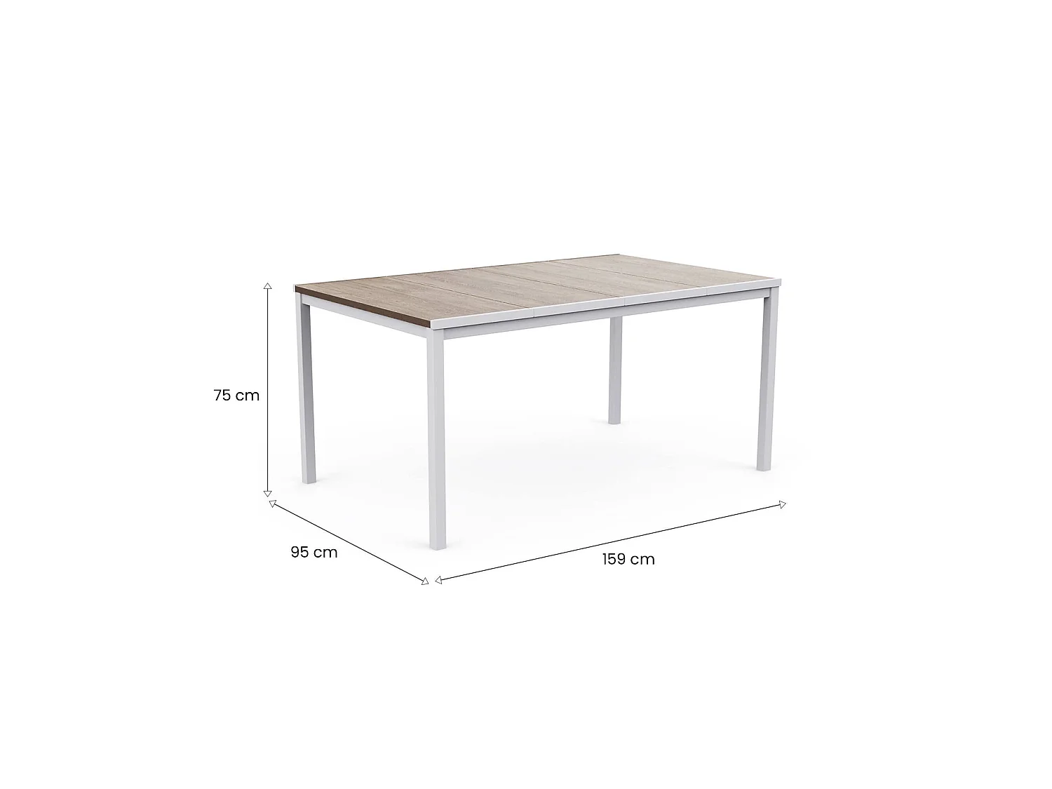 Table d'Extérieur Sarnia, 6 Places, 95x159x75h cm Blanc
