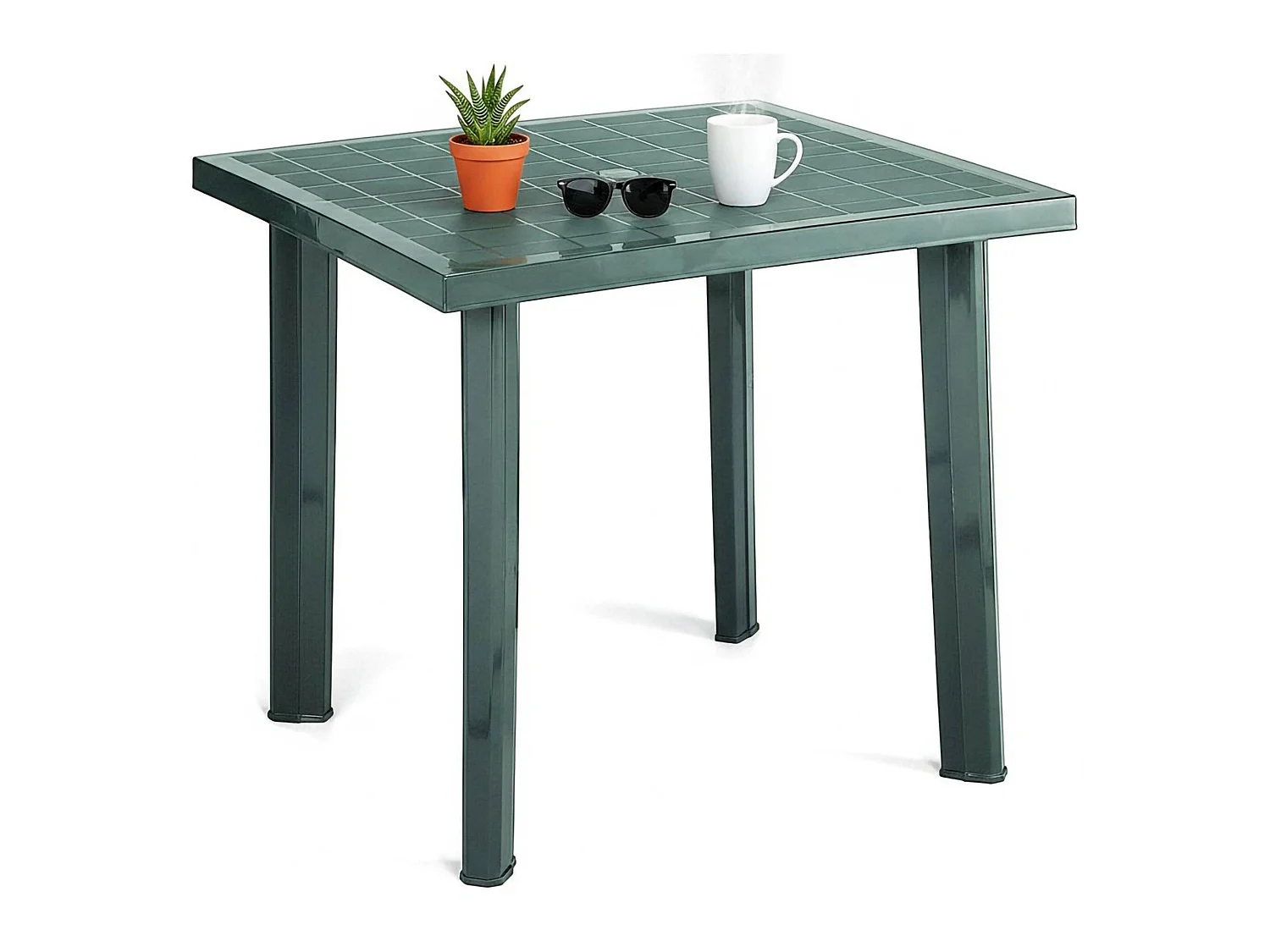 Table d'Extérieur Tessner, 4 Places Made in Italy, 80x75x72h cm Vert, Table Fixe, Finition Lisse