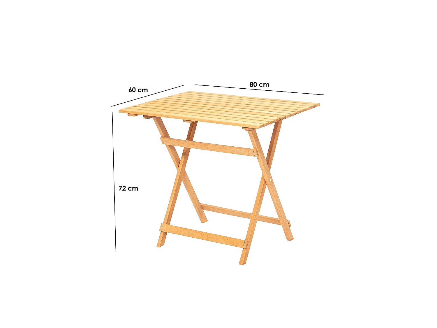 Table d'extérieur Lestizza, 4 places, 60x80x72h cm marron