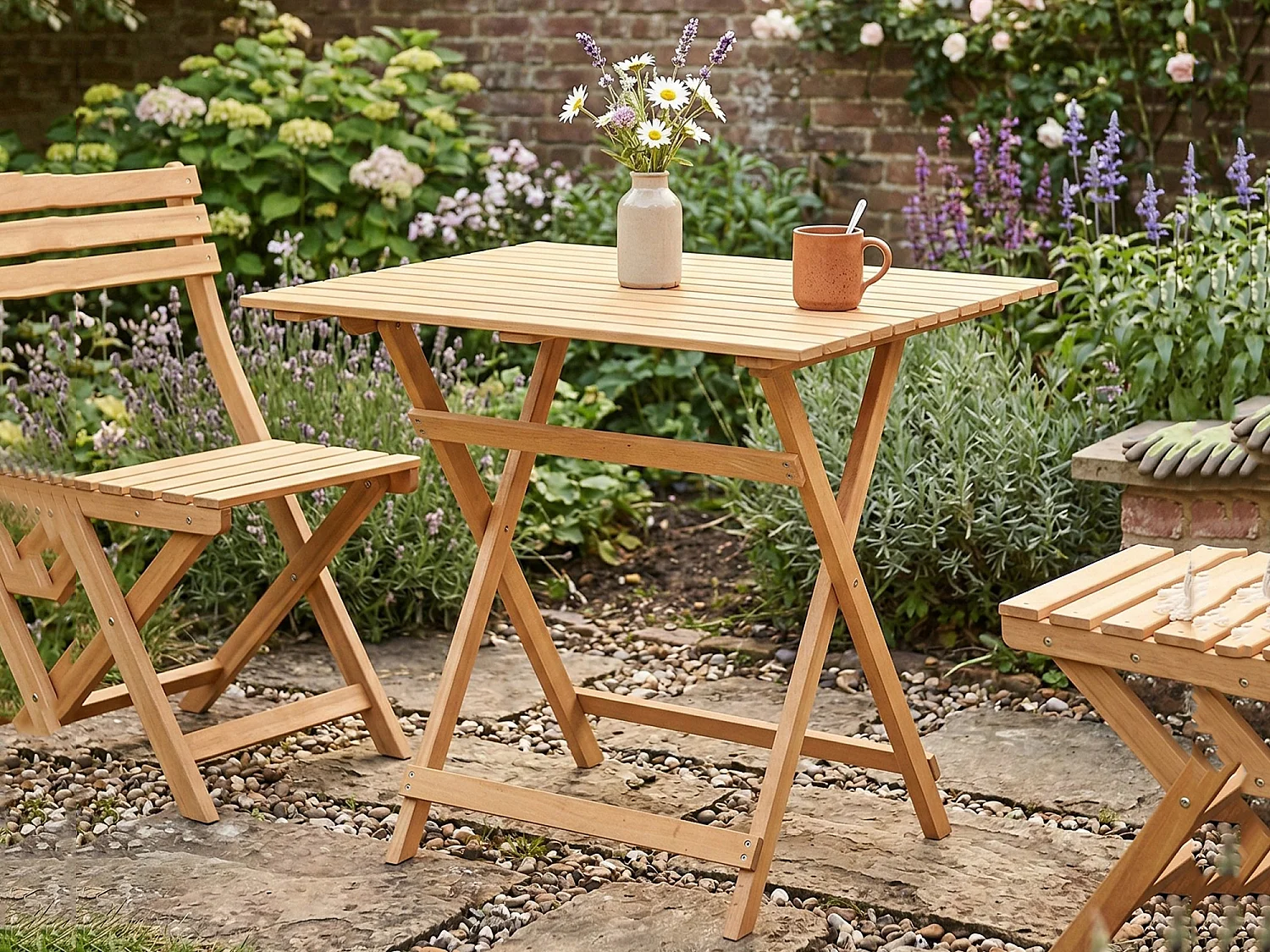 Table d'extérieur Lestizza, 4 places, 60x80x72h cm marron