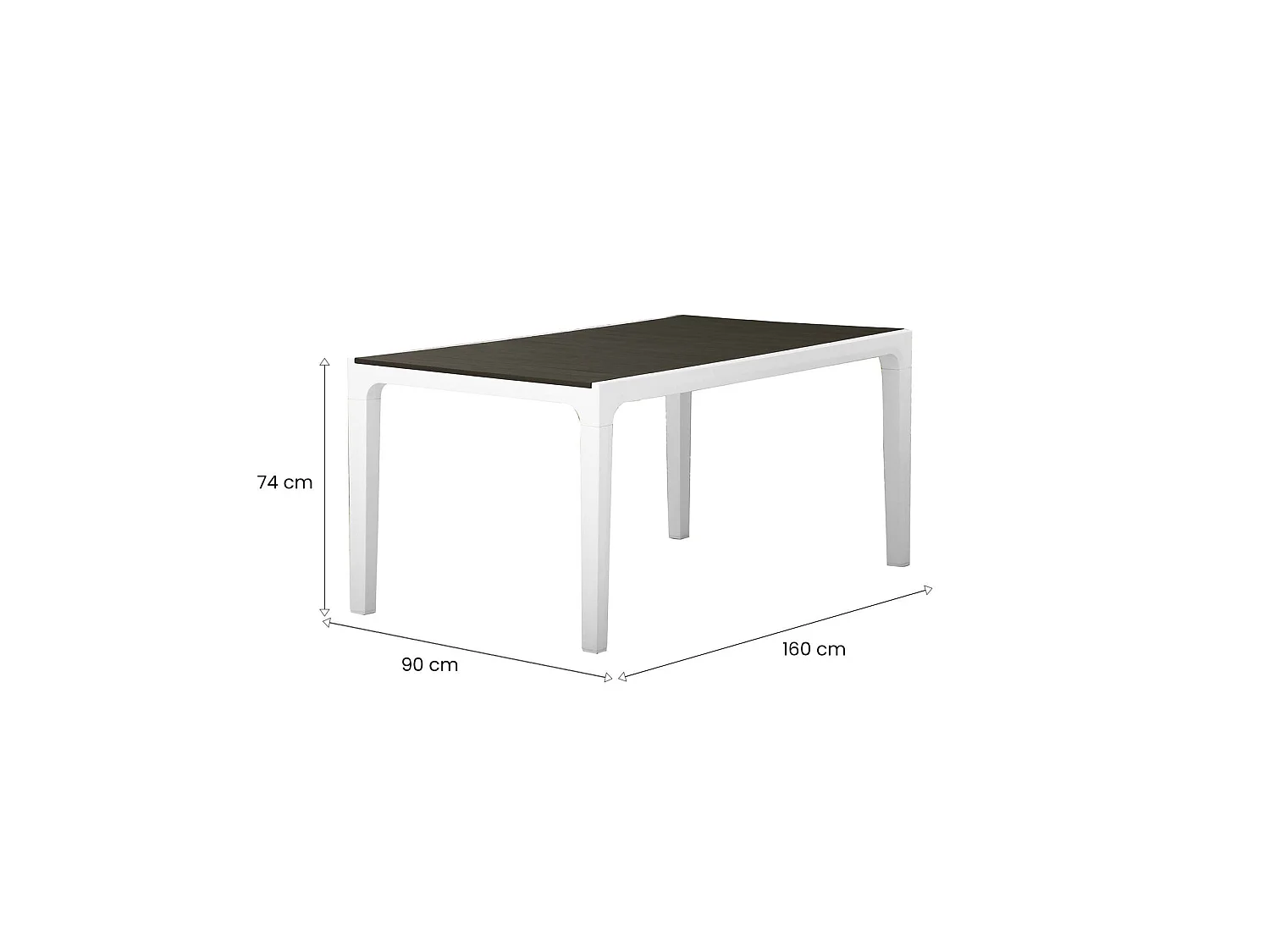 Table d'extérieur Nanaimo, 6 places, 90x160x74h cm Blanc