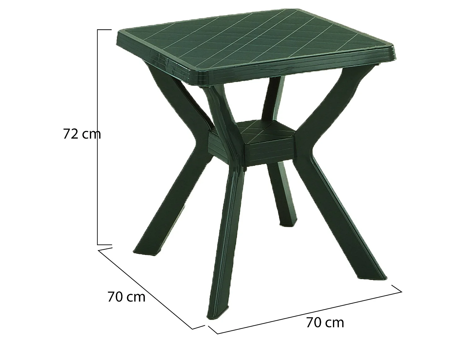Table d'extérieur Straven, 4 places Made in Italy, 70x70x72h cm Vert, Table fixe, Finition en damier