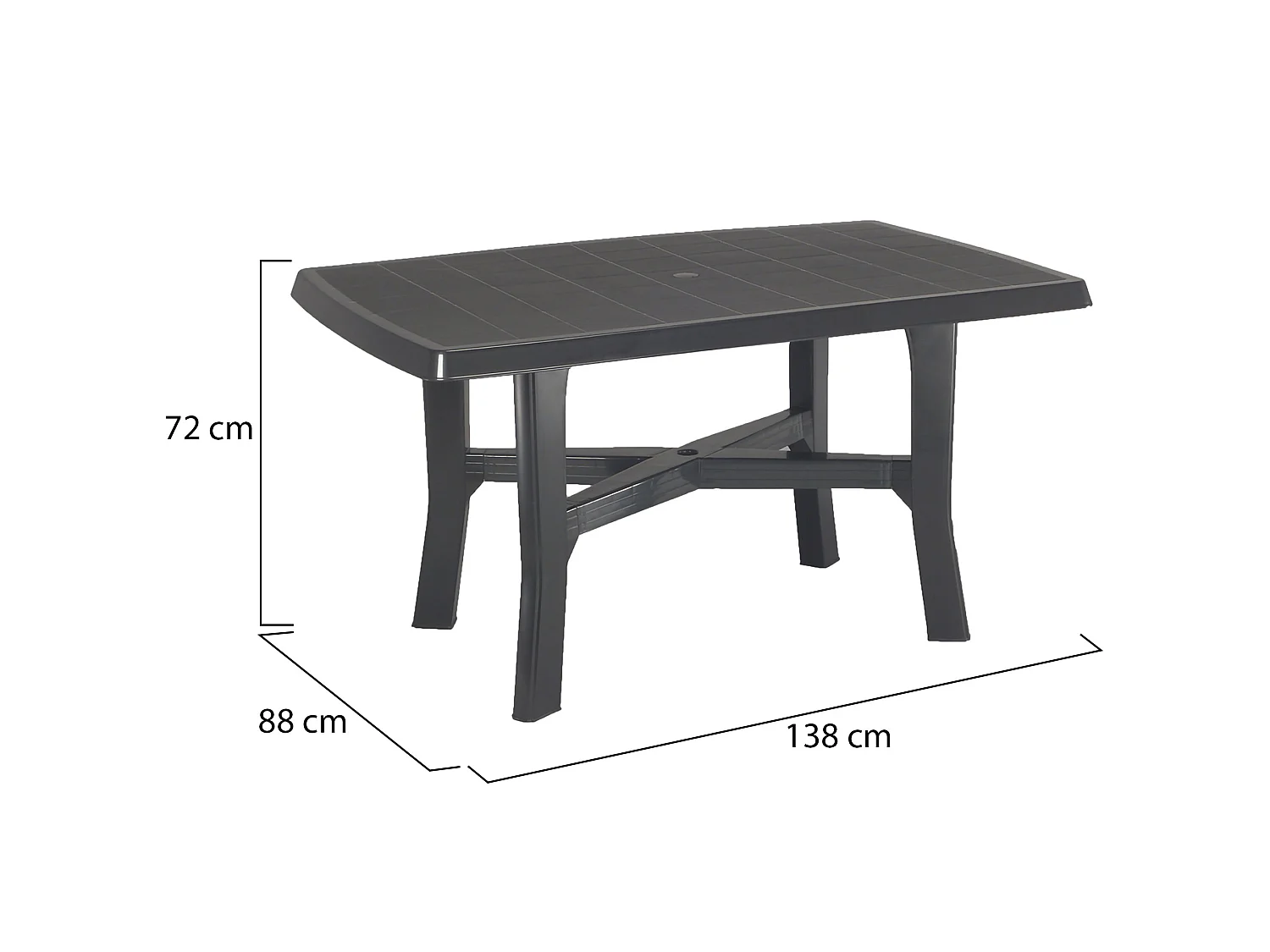 Table d'Extérieur Raspberry, 6 Places Made in Italy, 138x88x72h cm Noir Anthracite, Finition à Carreaux, Table Fixe
