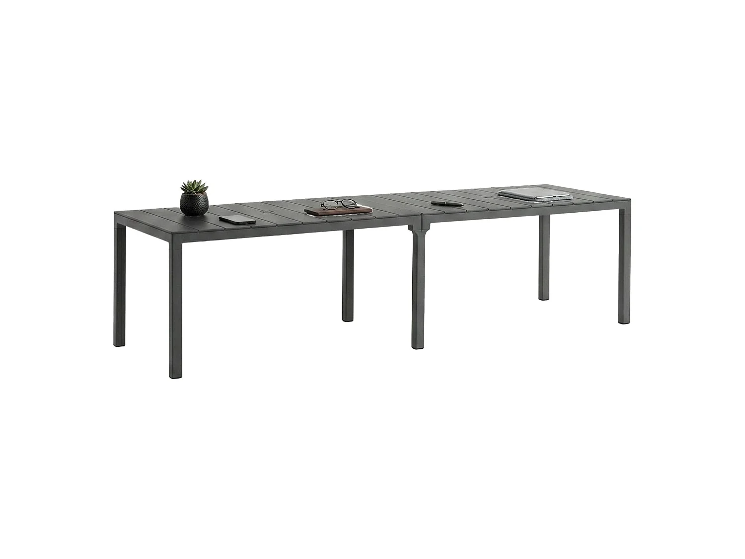 Table d'extérieur Campana, 12 places Made in Italy, 86x292x74h cm Noir Anthracite
