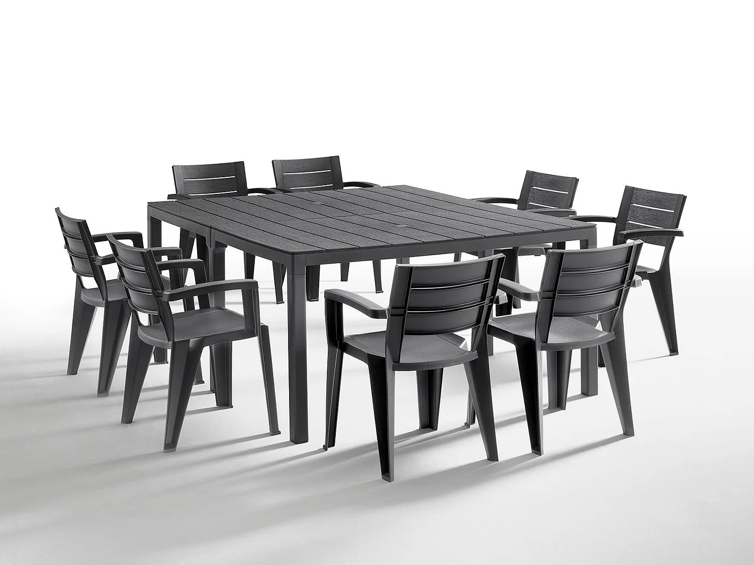 Table d'extérieur Campana, 12 places Made in Italy, 86x292x74h cm Noir Anthracite