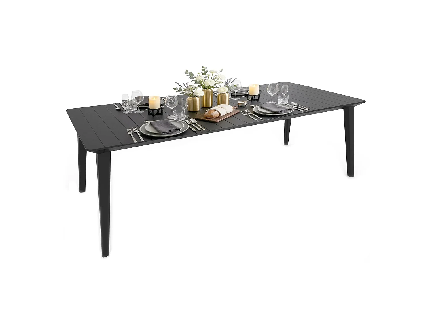 Table d'extérieur Camrose, 10 places, 98x235x74h cm Noir Anthracite