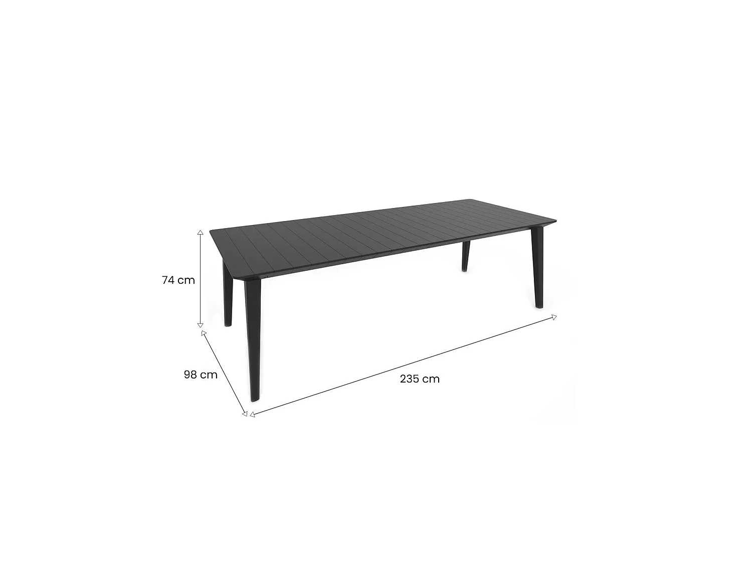 Table d'extérieur Camrose, 10 places, 98x235x74h cm Noir Anthracite