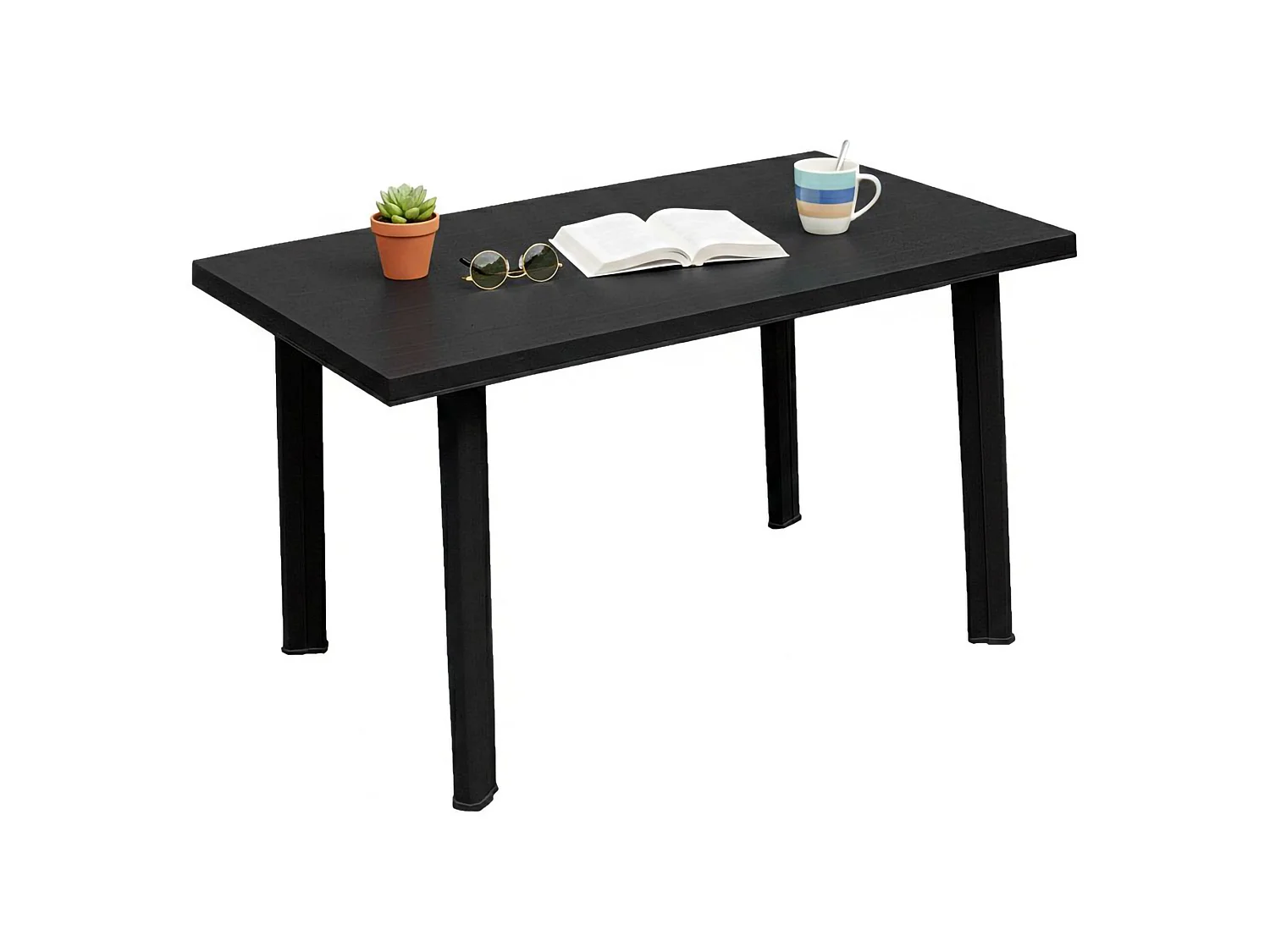 Table d'extérieur Ozello, 6 places Made in Italy, 126x76x72h cm Noir Anthracite, Finition Lisse, Table Fixe