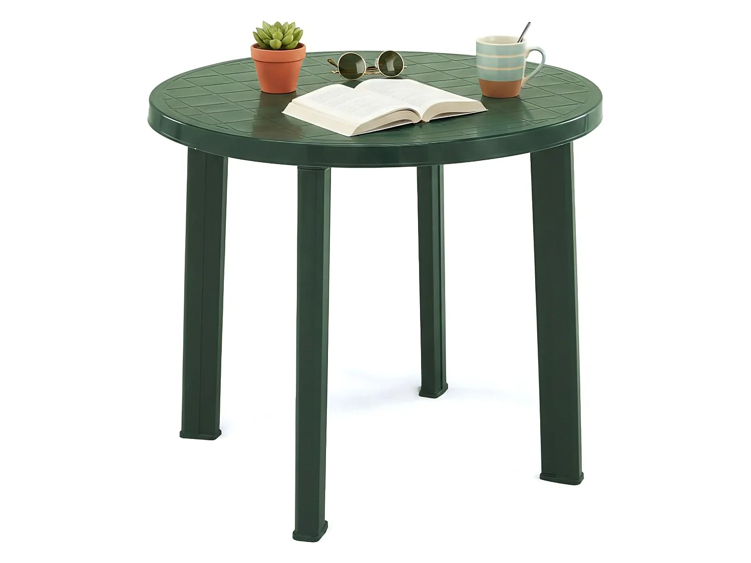 Table de jardin Brooksdale, 4 places Made in Italy, 90x90x72h cm vert, fixe, finition quadrillée