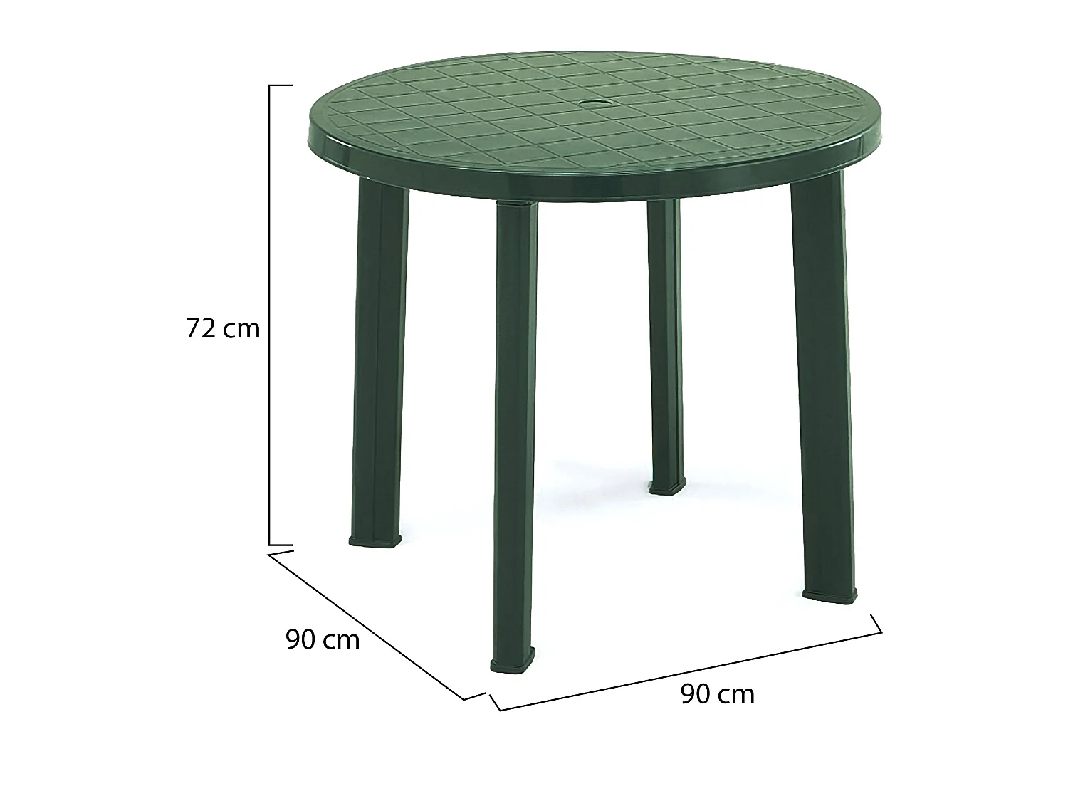 Table de jardin Brooksdale, 4 places Made in Italy, 90x90x72h cm vert, fixe, finition quadrillée