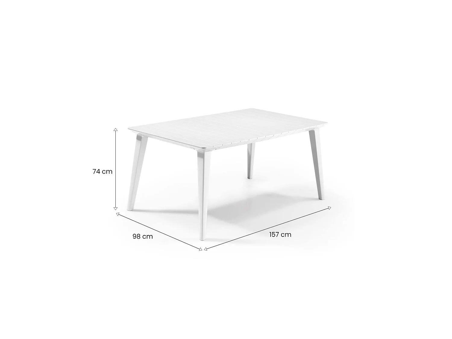 Table d'extérieur Brockville, 6 places, 98x157x74h cm blanc