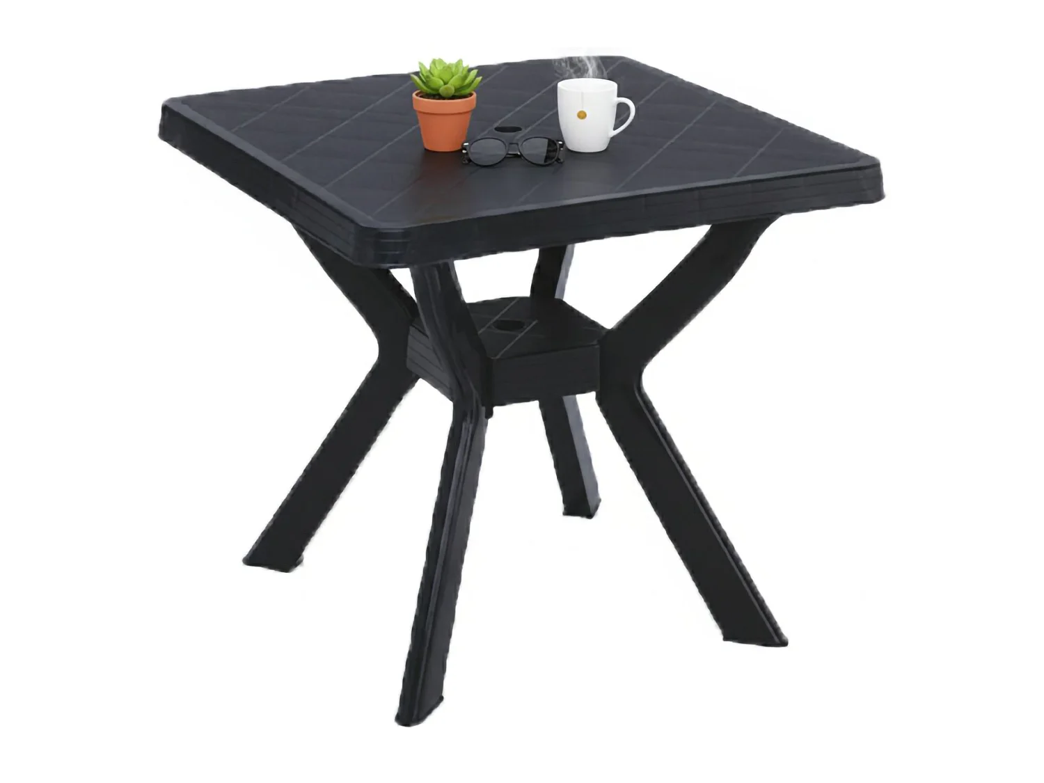 Table d'extérieur Normandy, 4 places Made in Italy, 79x79x72h cm Noir Anthracite, Finition Lisse, Table Fixe