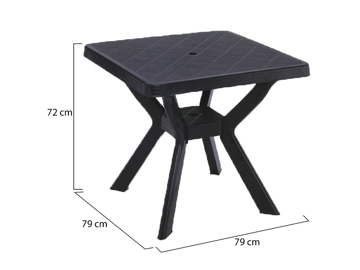 Table d'extérieur Normandy, 4 places Made in Italy, 79x79x72h cm Noir Anthracite, Finition Lisse, Table Fixe