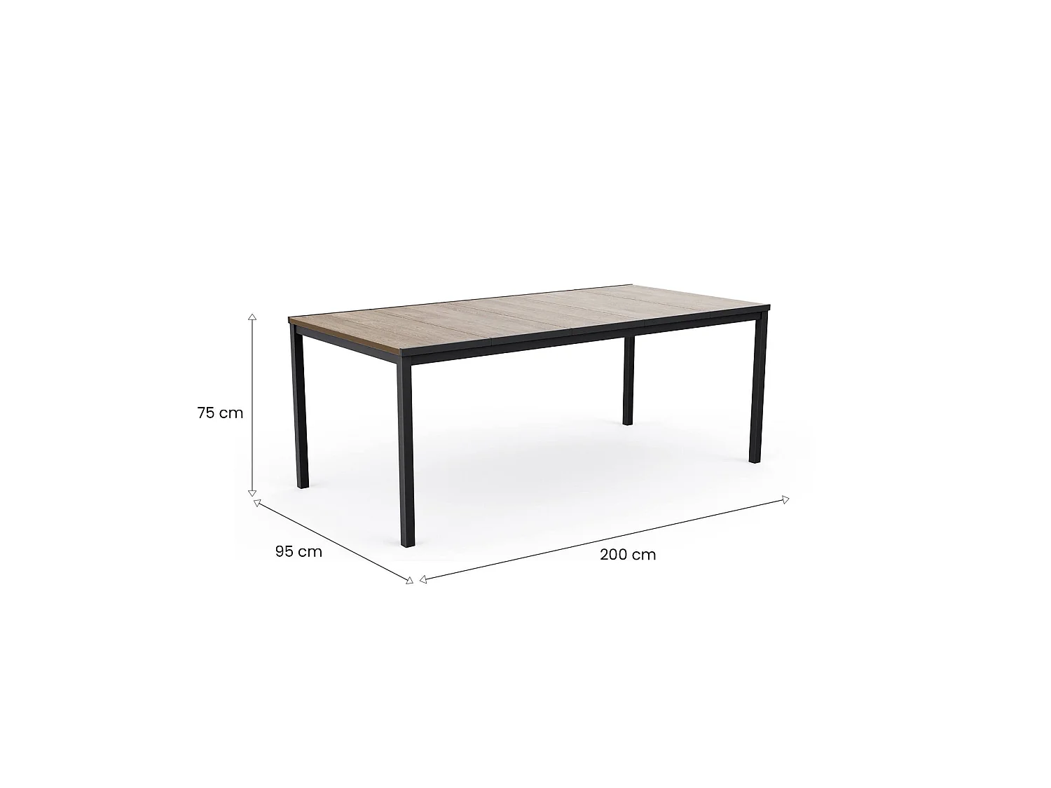 Table d'extérieur Sarnia, 8 places, 95x200x75h cm Noir Anthracite