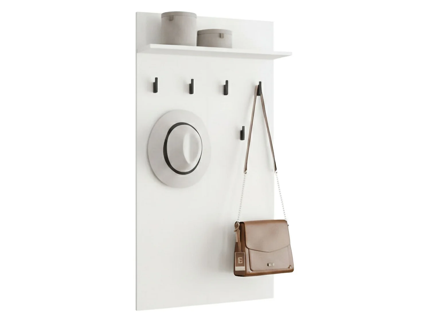 Porte-manteau Gonars, kit de fixation murale inclus, 115h cm blanc, 6 crochets, installation murale