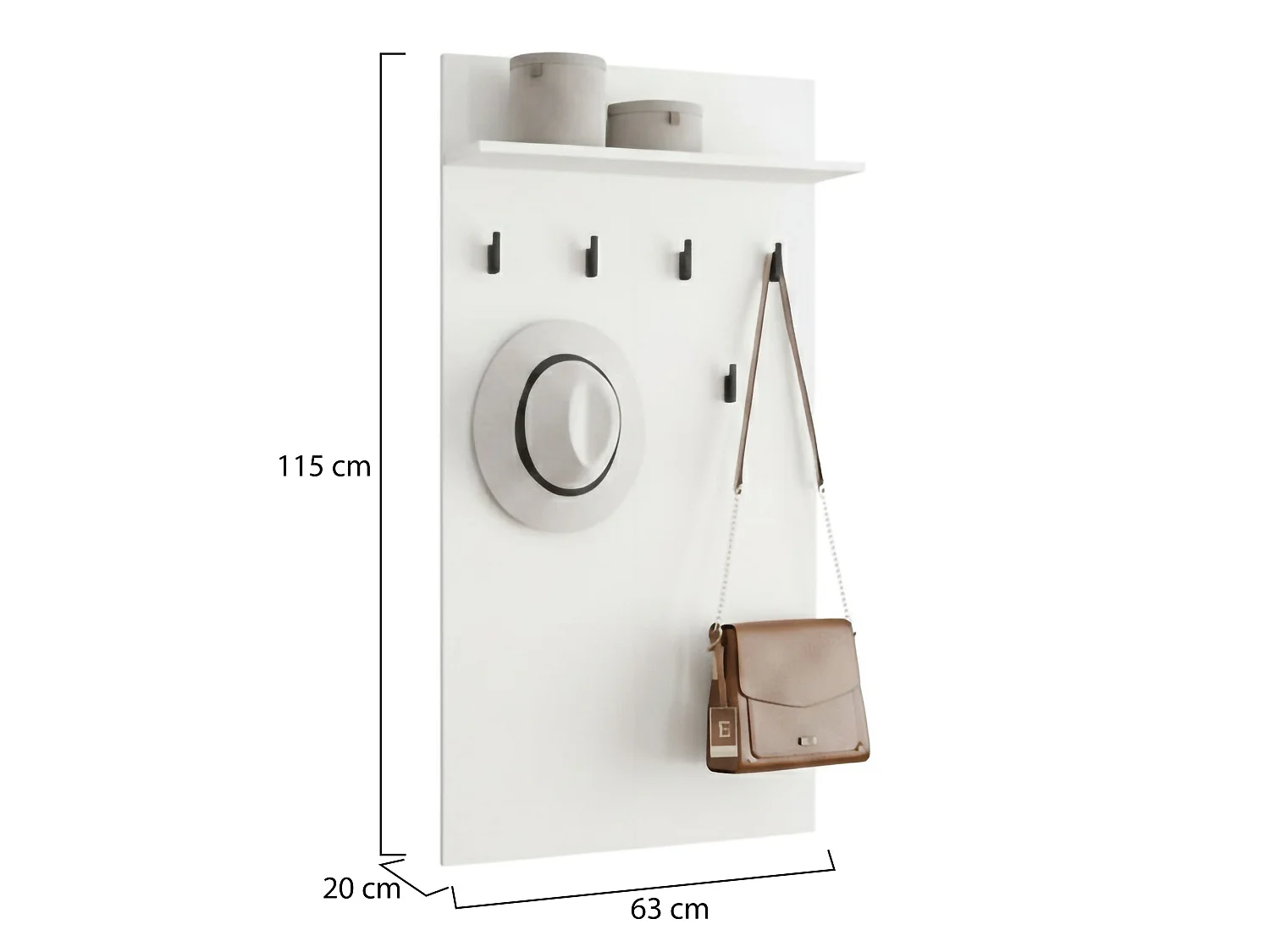 Porte-manteau Gonars, kit de fixation murale inclus, 115h cm blanc, 6 crochets, installation murale