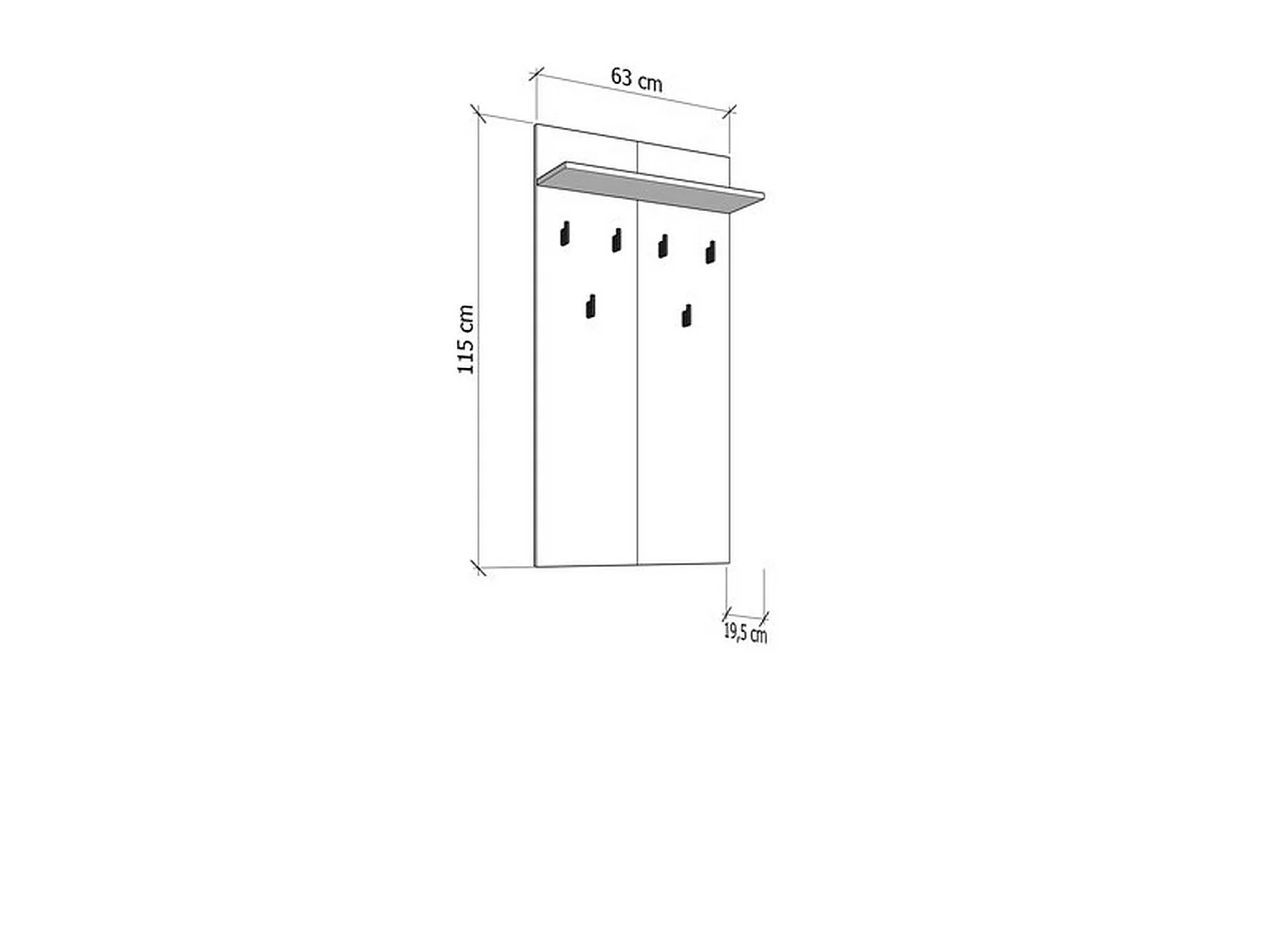 Porte-manteau Gonars, kit de fixation murale inclus, 115h cm blanc, 6 crochets, installation murale