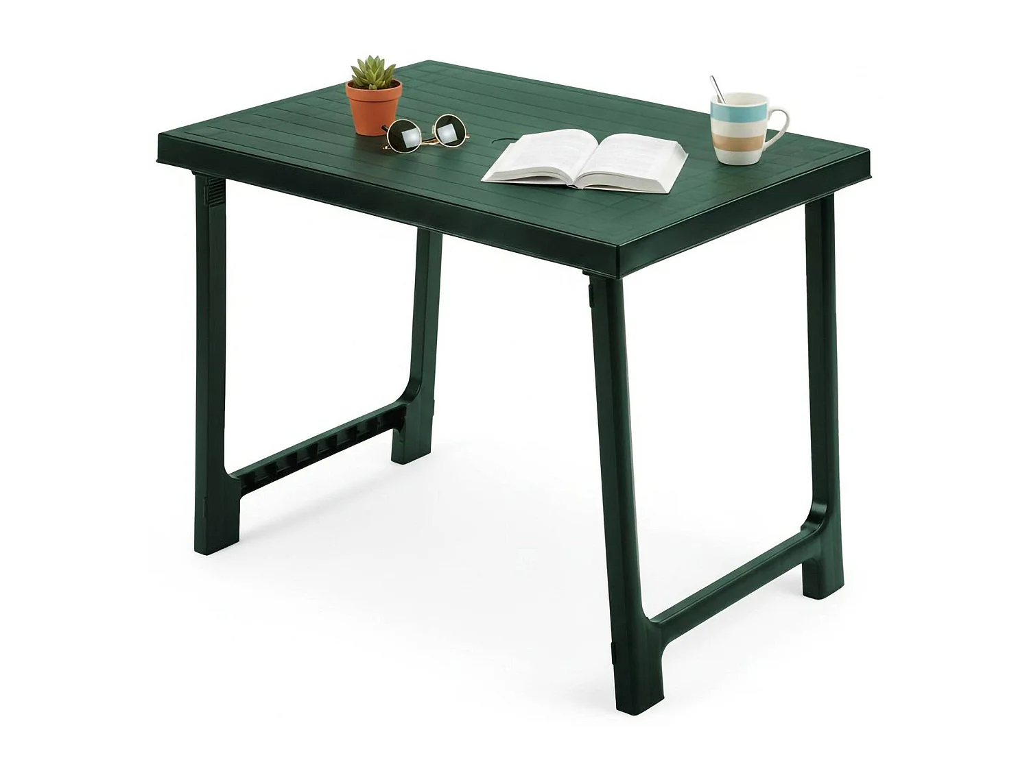 Table d'extérieur Beechwood, 6 places, Made in Italy, 81x56x63h cm Vert, Table fixe, Finition à rayures