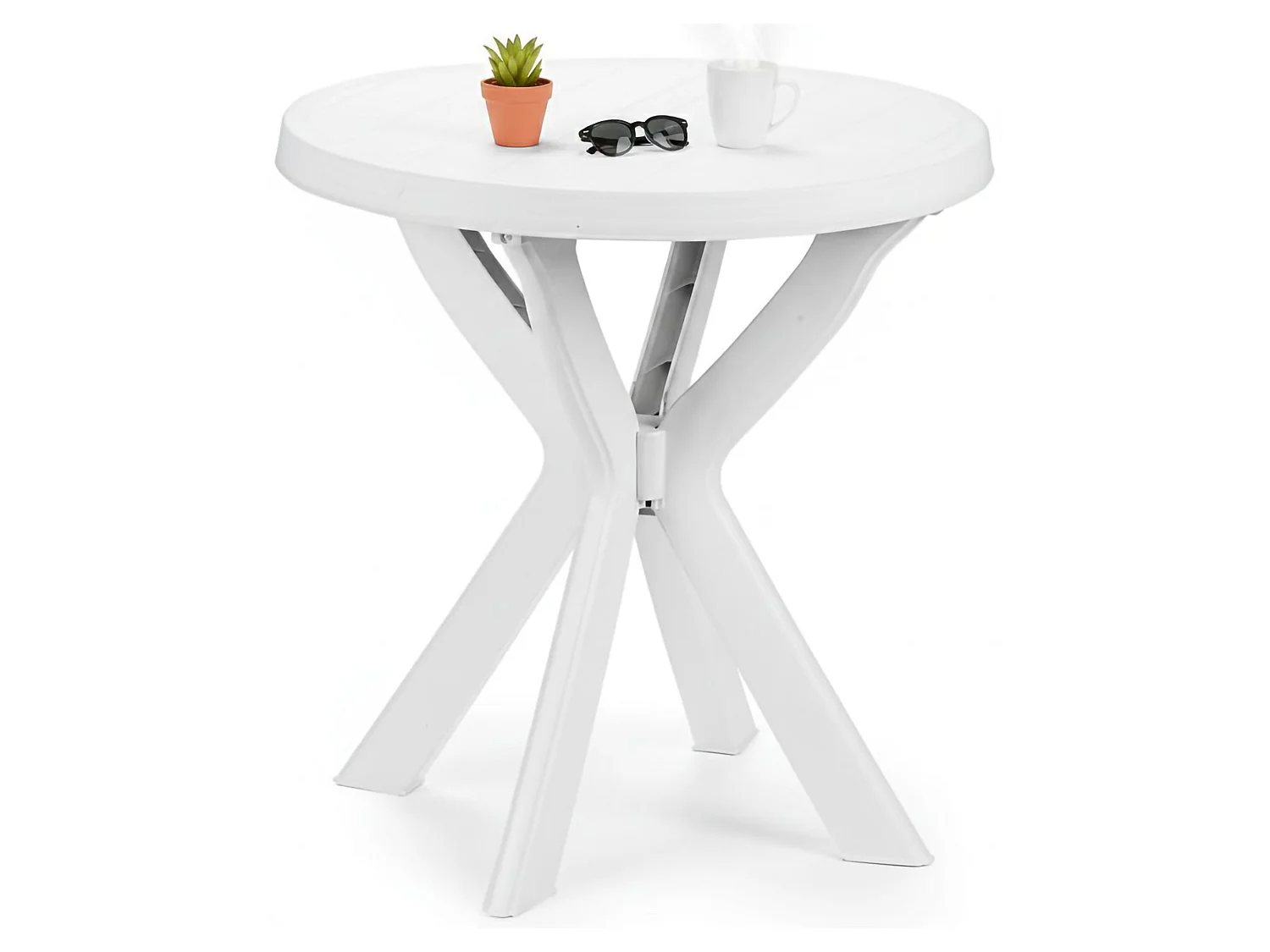 Table de jardin Lorwood, 2 places Made in Italy, 70x70x72h cm Blanc, Table fixe, Finition lisse