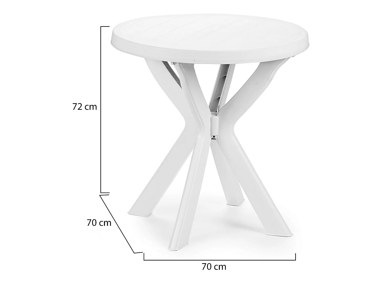 Table de jardin Lorwood, 2 places Made in Italy, 70x70x72h cm Blanc, Table fixe, Finition lisse