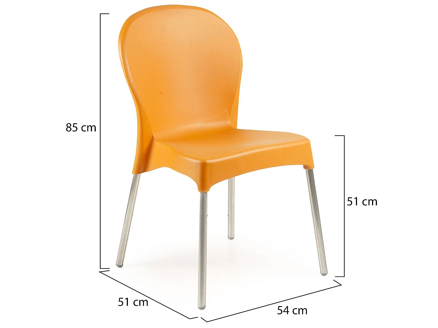 Sedia da Esterno Linder, una Sedia Made in Italy, Arancione, Impilabile, Finitura Liscia