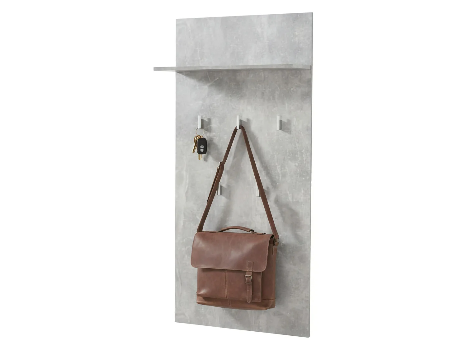 Porte-manteaux Traves, fixation murale incluse, 137h cm gris ciment, 5 crochets, installation murale