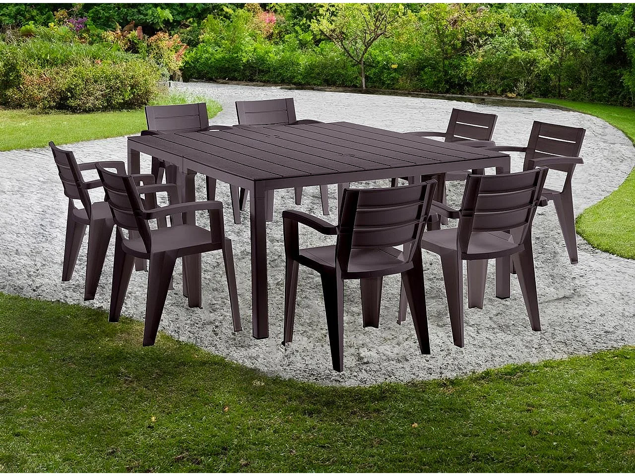 Table d'Extérieur Campana, 12 Places Made in Italy, 86x292x74h cm Marron