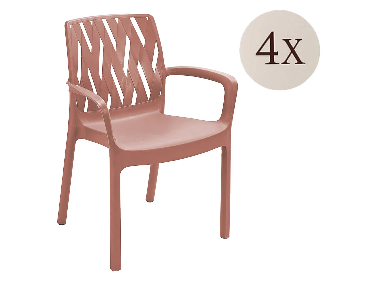 Sedia da Esterno Rumley, 4 Sedie Made in Italy, Marrone Terracotta, Impilabile, Finitura Liscia