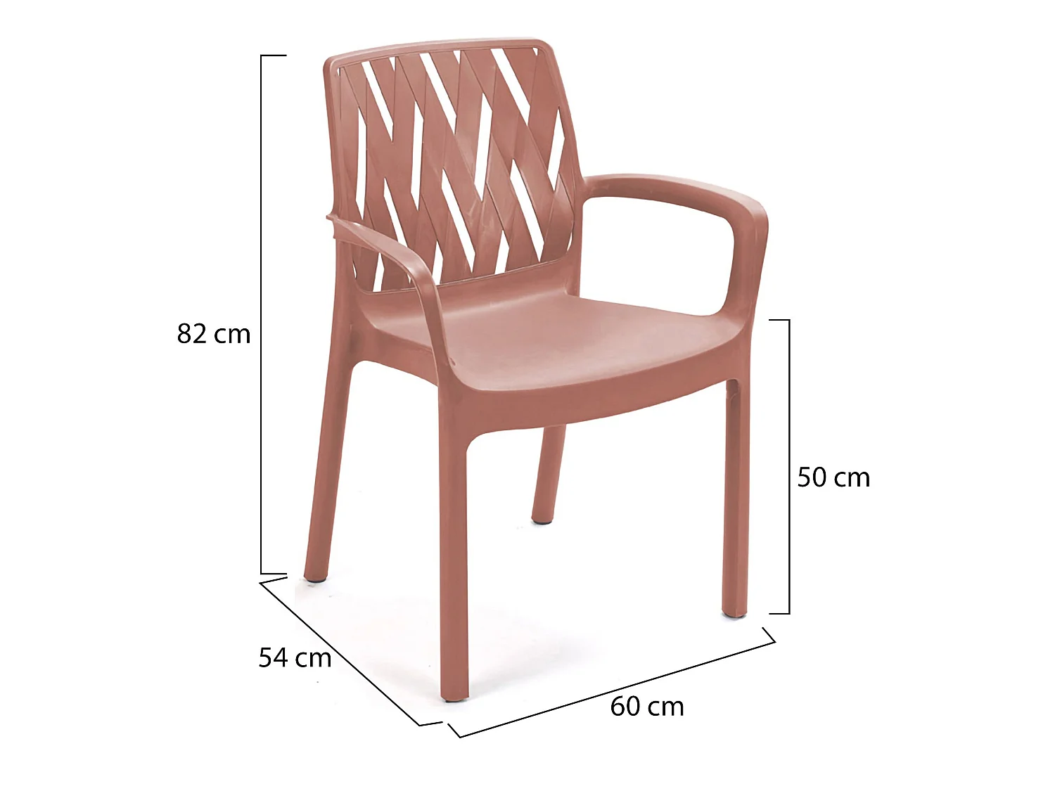 Sedia da Esterno Rumley, 4 Sedie Made in Italy, Marrone Terracotta, Impilabile, Finitura Liscia