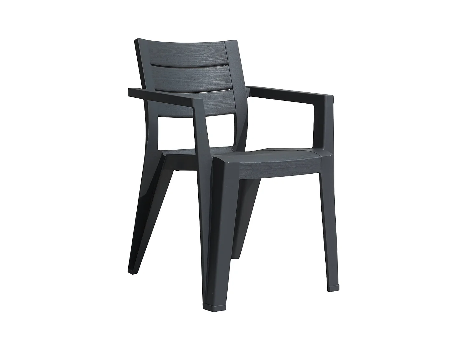 Courtenay tuinstoel, 6 stoelen, antracietgrijs, stapelbaar, kunststof frame