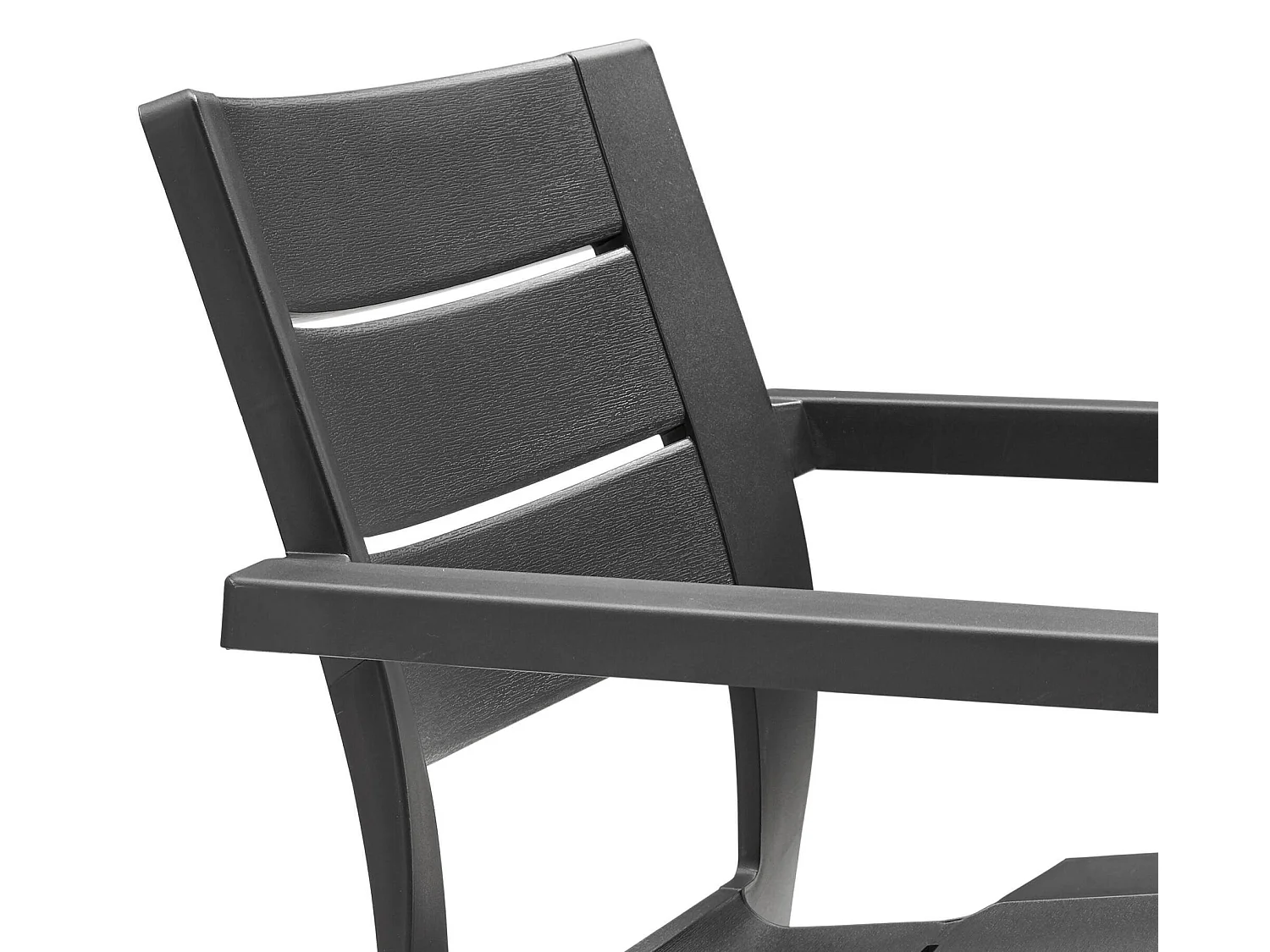Courtenay tuinstoel, 6 stoelen, antracietgrijs, stapelbaar, kunststof frame