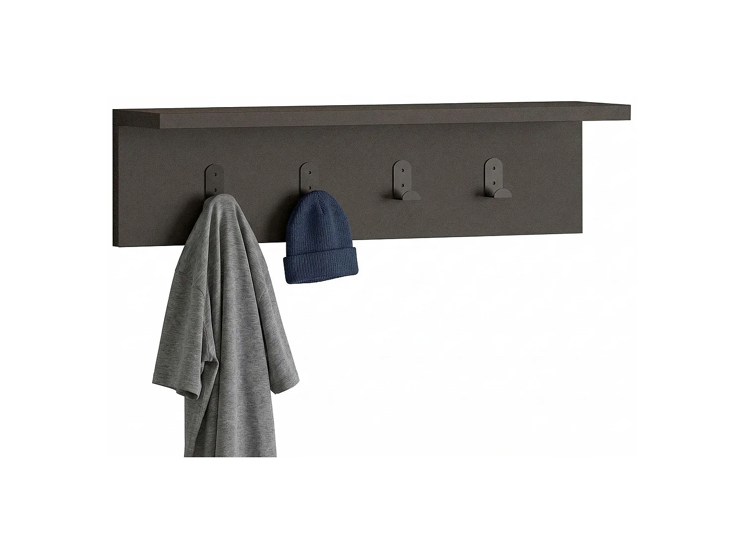 Porte-manteaux Taipana, 4 crochets, 15h cm Noir Anthracite, Fixation murale, Nuance couleur structure anthracite