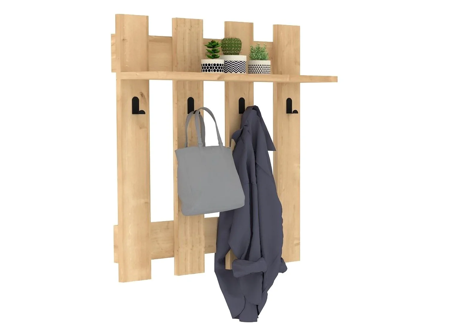 Garderobe Serpico, 4 Haken, 70 cm H, Eiche Braun, Wandmontage, Eichenstruktur Farbverlauf