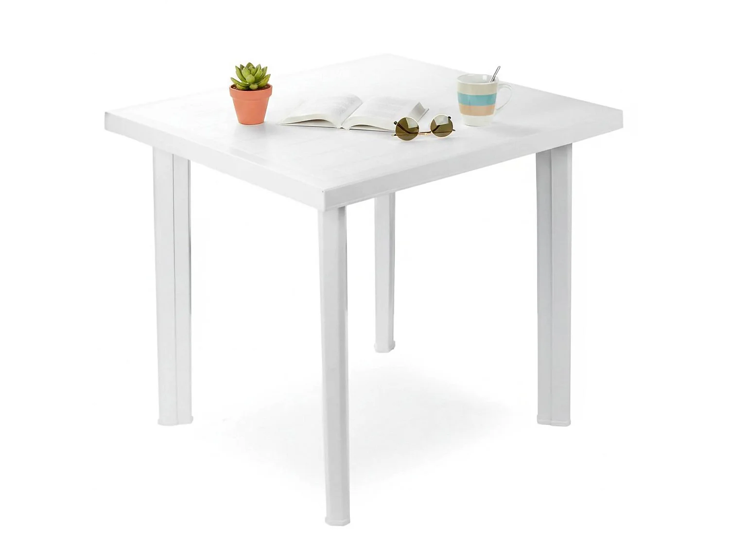 Table d'extérieur Tessner, 4 places Made in Italy, 80x75x72h cm Blanc, Table fixe, Finition lisse