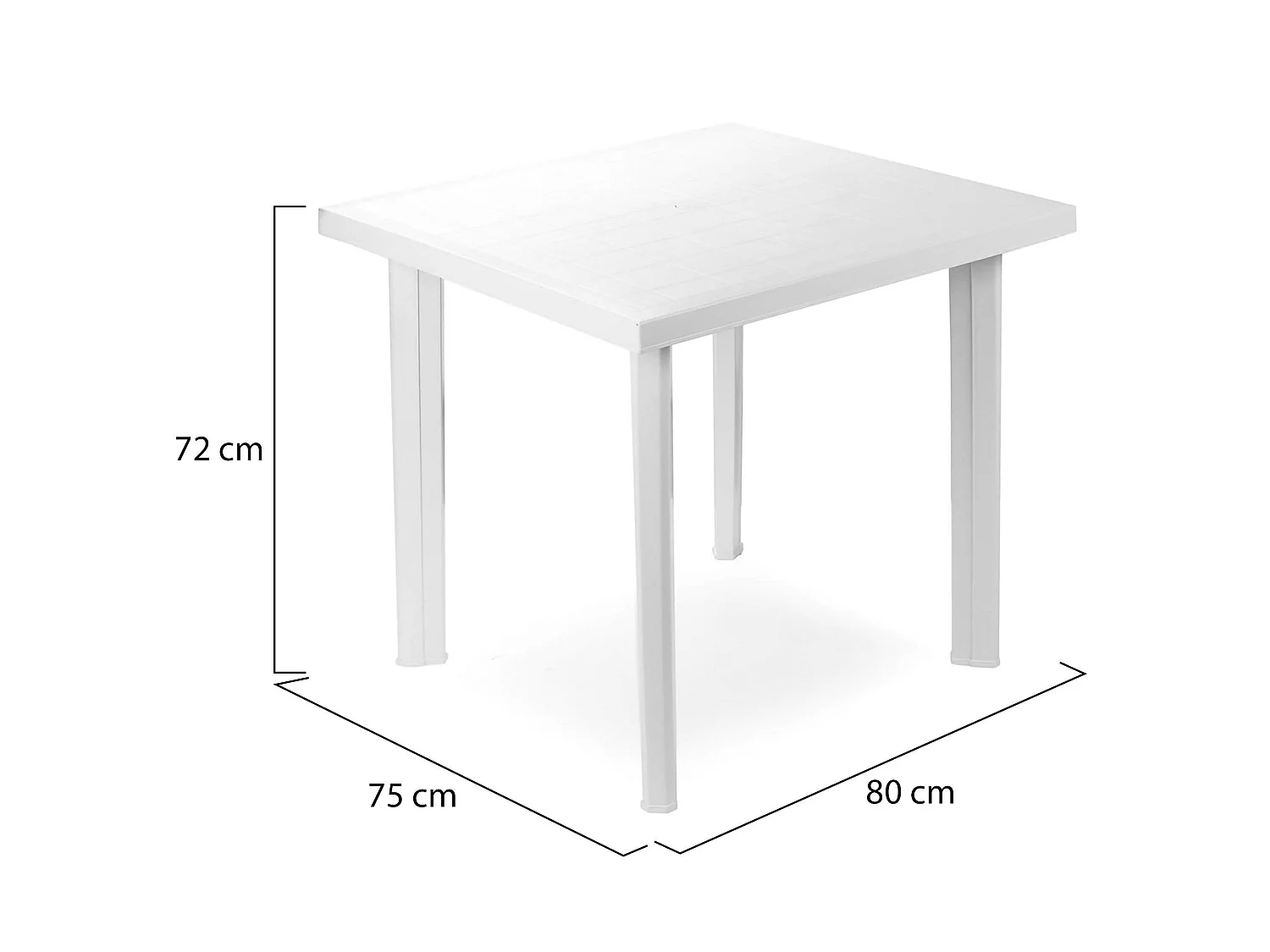 Table d'extérieur Tessner, 4 places Made in Italy, 80x75x72h cm Blanc, Table fixe, Finition lisse