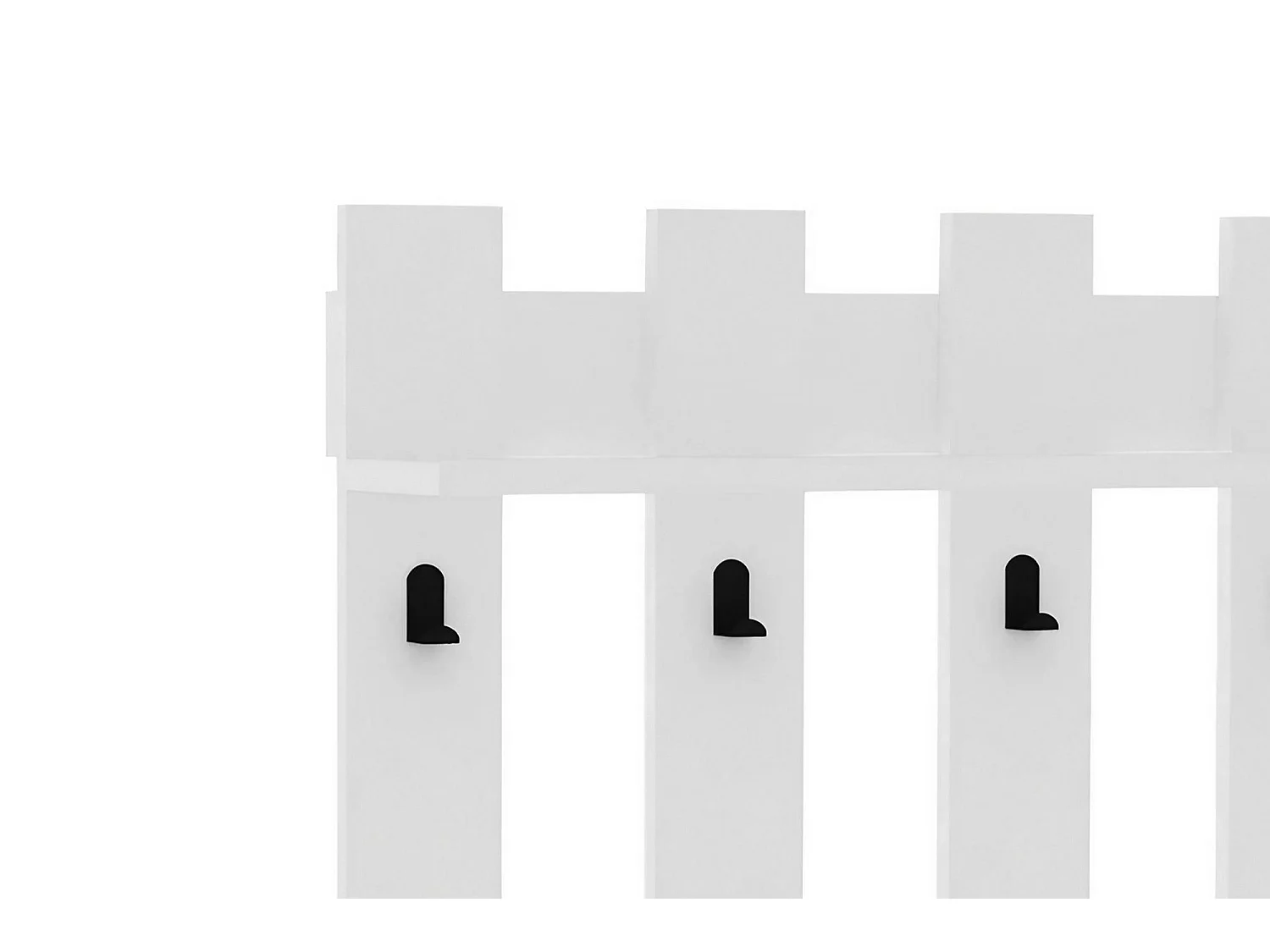 Porte-manteaux Serpico, 4 crochets, 70 cm de haut blanc, Installation murale
