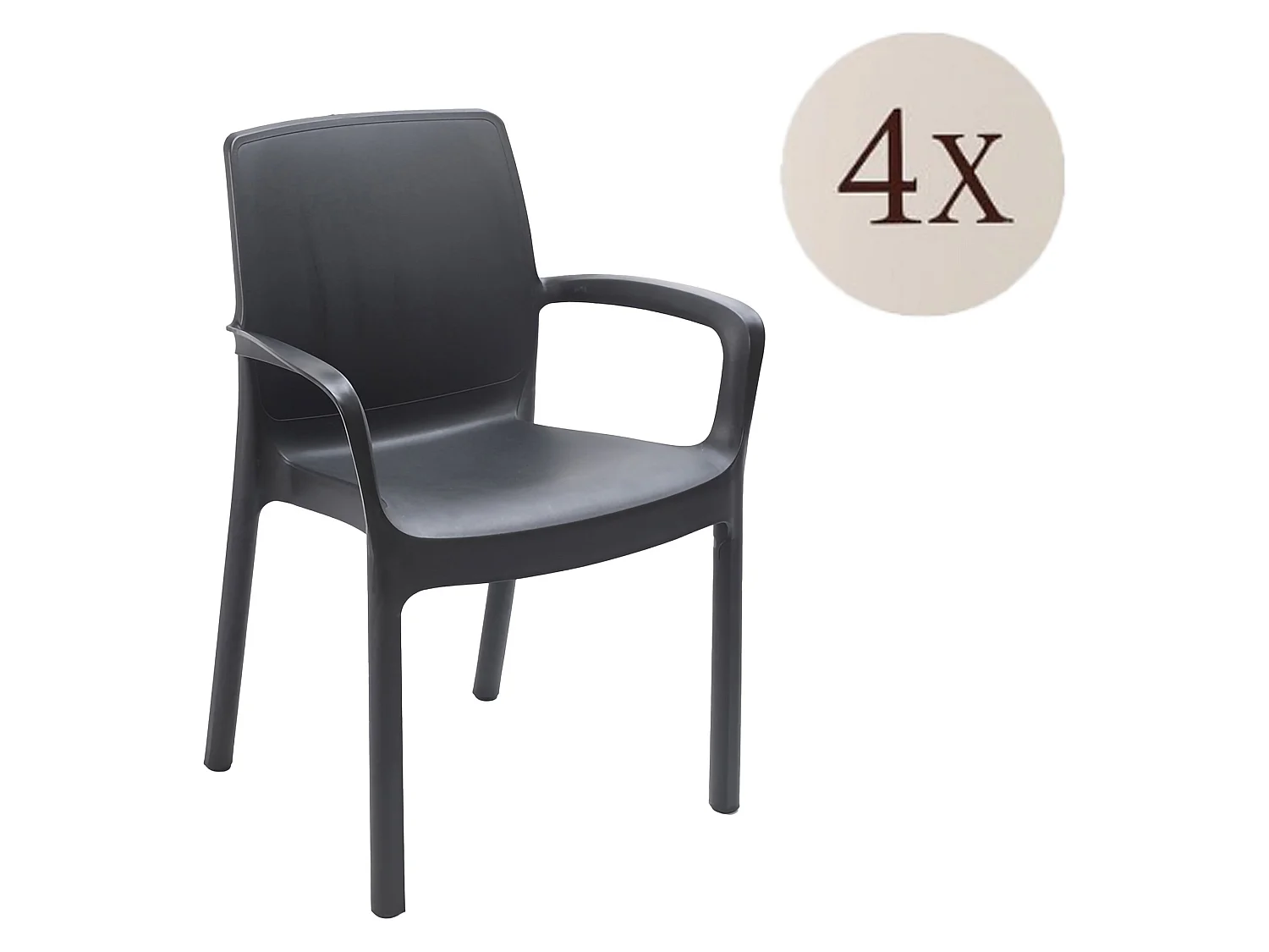 Sedia da Esterno Sapps, 4 Sedie Made in Italy, Nero Antracite, Impilabile, Finitura Liscia