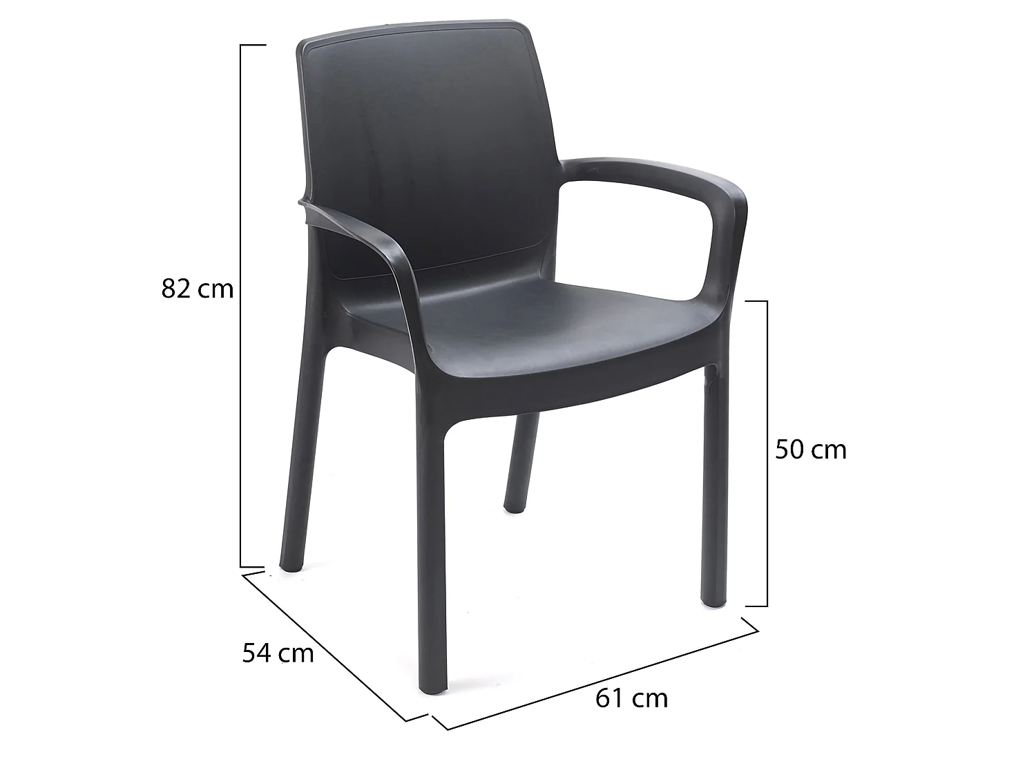 Sedia da Esterno Sapps, 4 Sedie Made in Italy, Nero Antracite, Impilabile, Finitura Liscia
