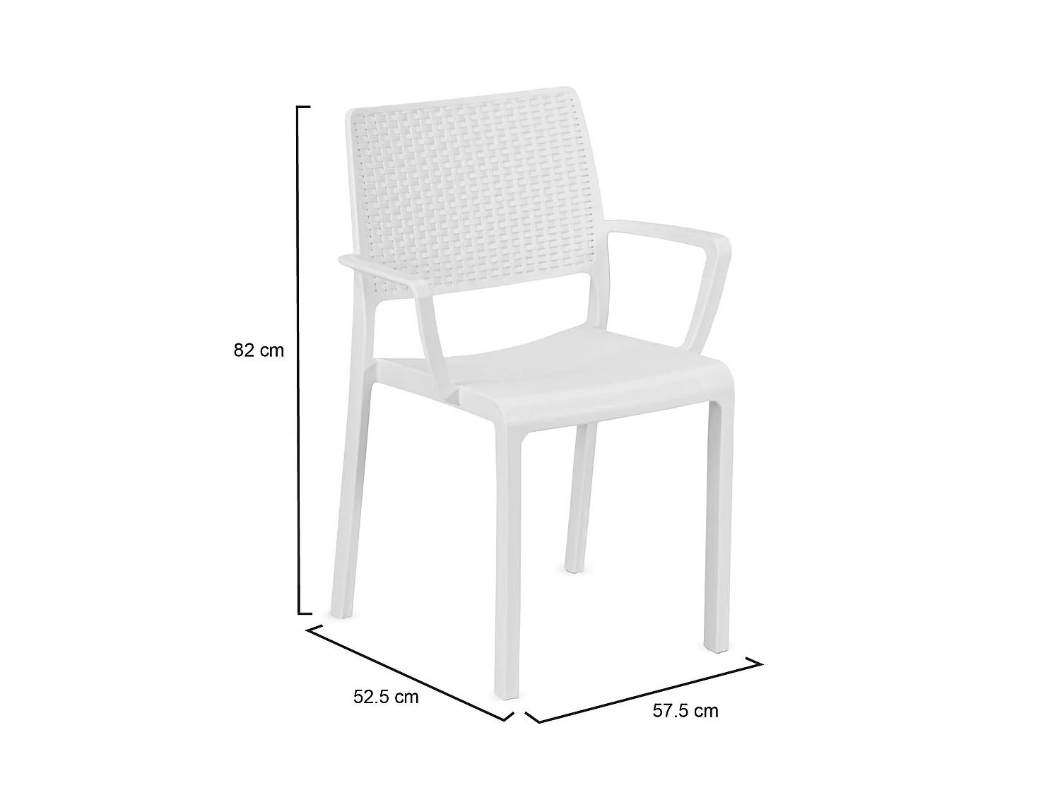 Silla de Exterior Monzuno, una silla Hecha en Italia, Blanca, Apilable, con reposabrazos