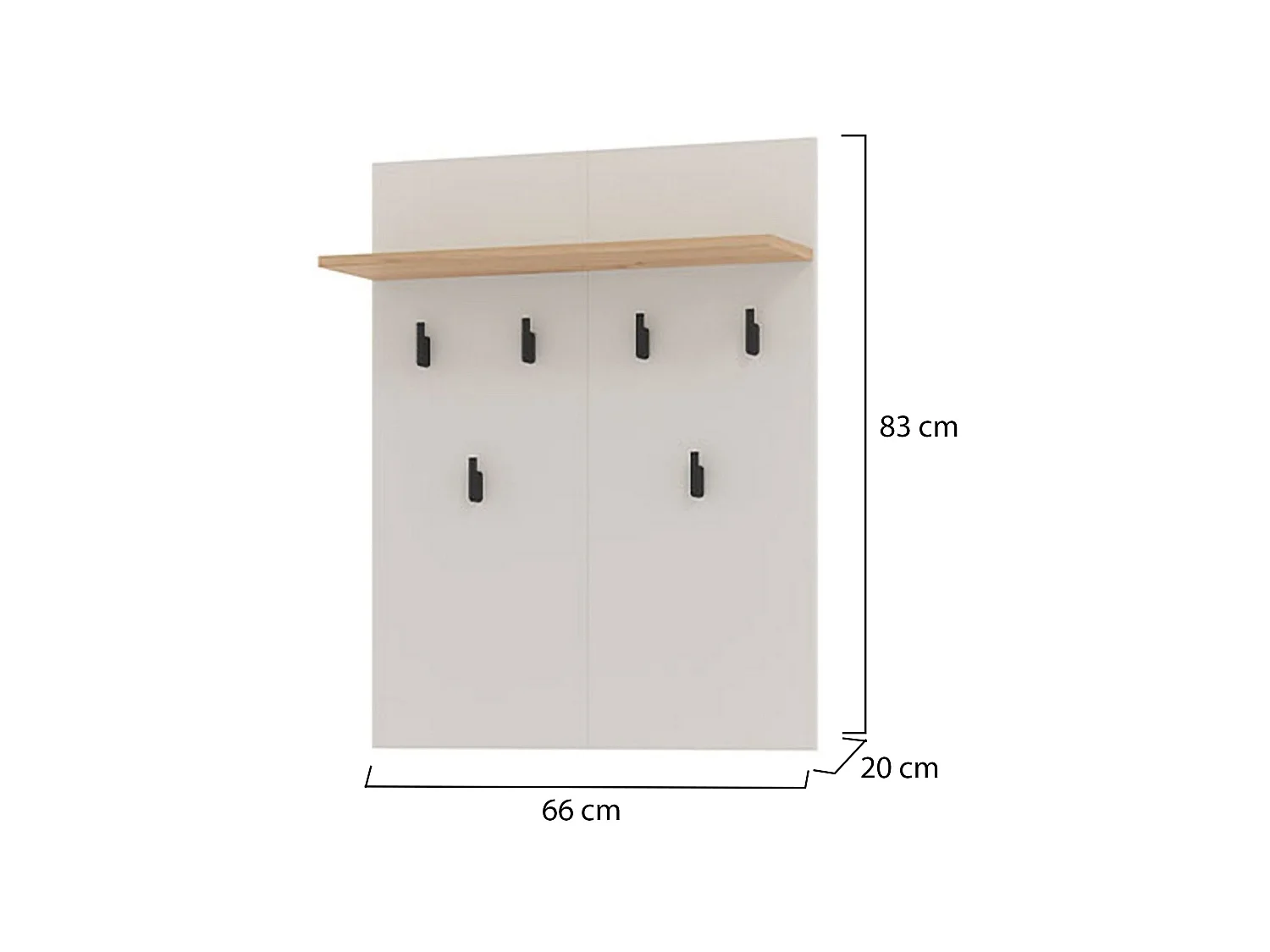 Porte-manteau Igliano, kit fixation murale inclus, 83 cm Beige, 6 crochets, installation murale