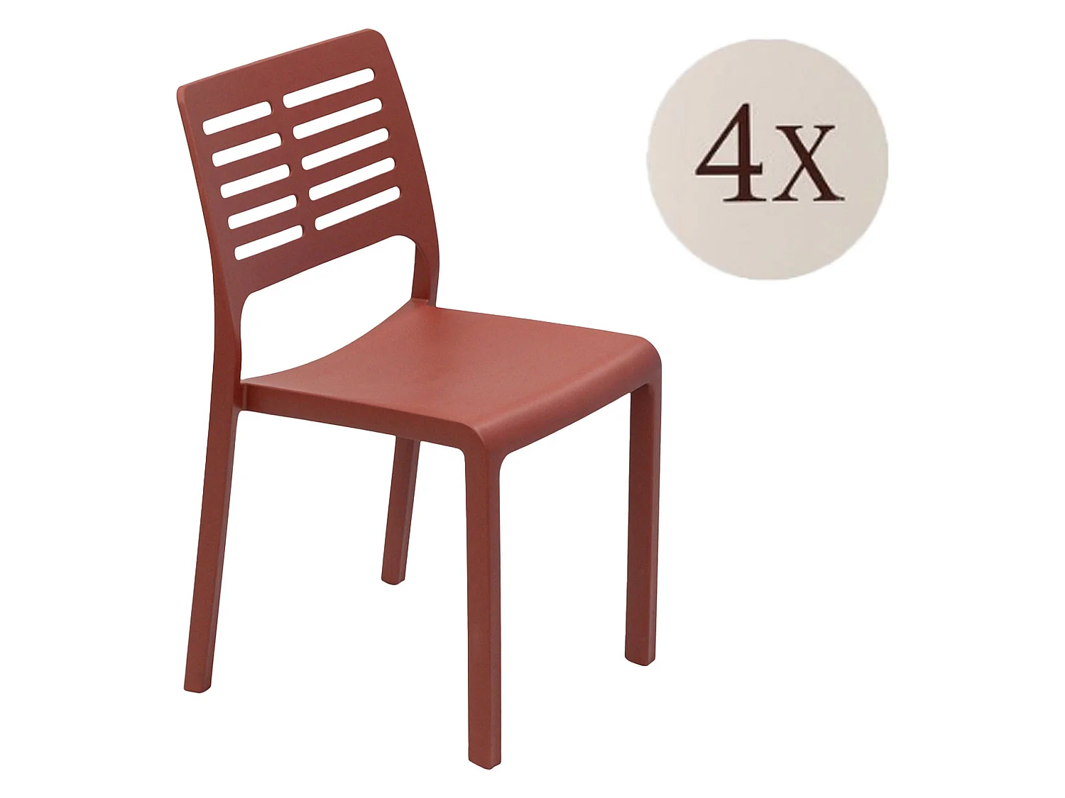 Sedia da Esterno Canoe, 4 Sedie Made in Italy, Marrone Terracotta, Impilabile, Finitura a Righe