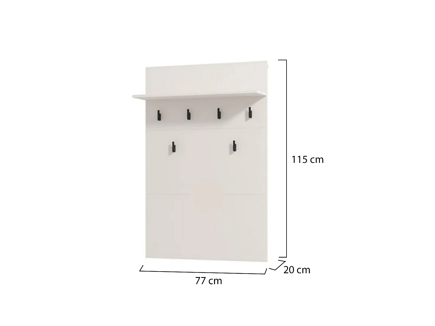 Porte-manteau Navelli, set fixation murale inclus, 115h cm blanc, 6 crochets, installation murale