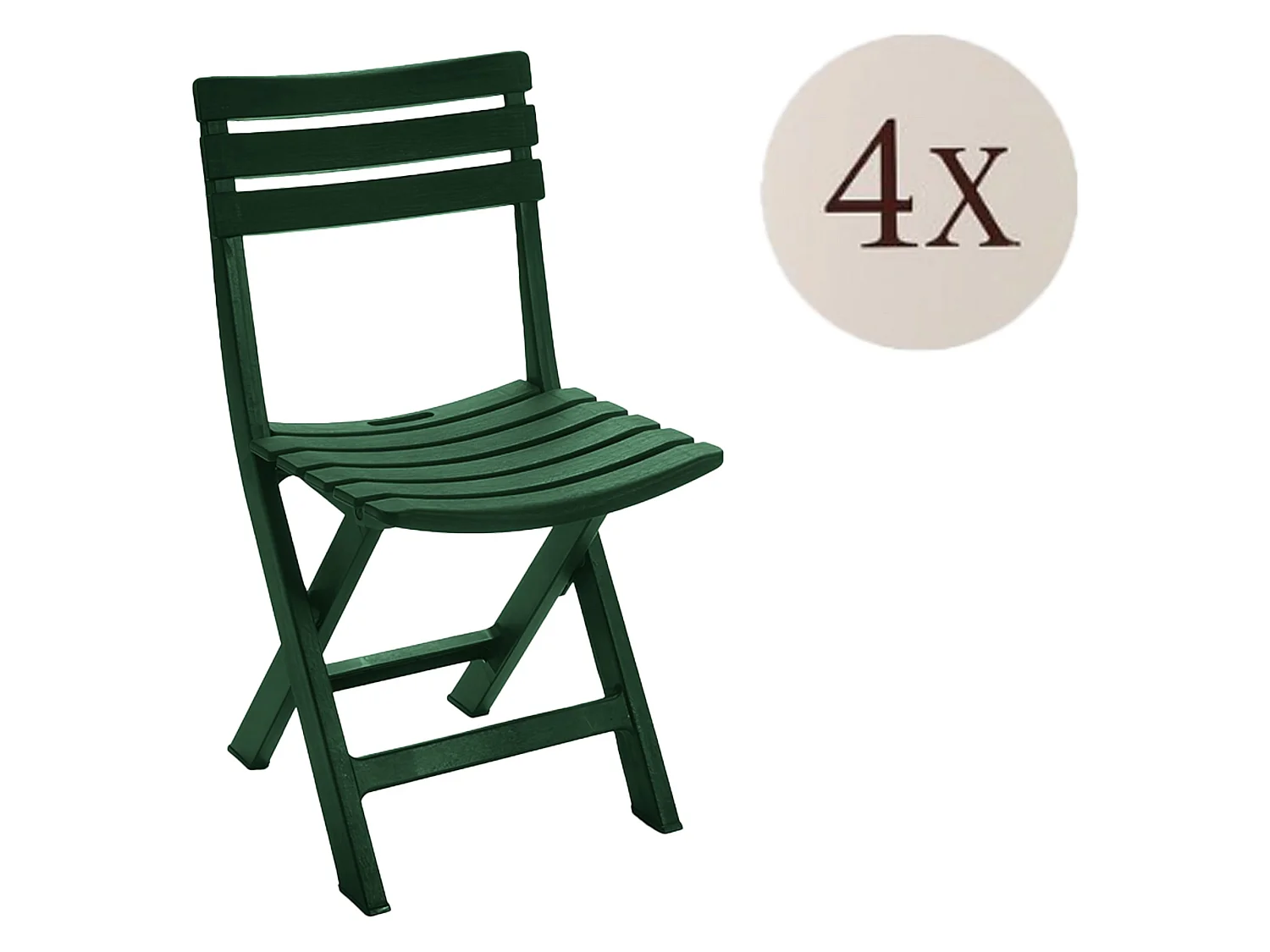 Sedia da Esterno Jennie, 4 Sedie Made in Italy, Verde, Finitura a Doghe, Pieghevole